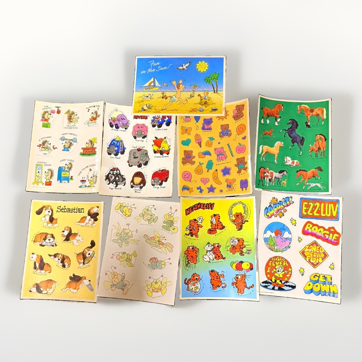 Vintage 1979-1986 Hallmark Sticker Sheets Lot of 9 NOS Retro 80s Heathcliff