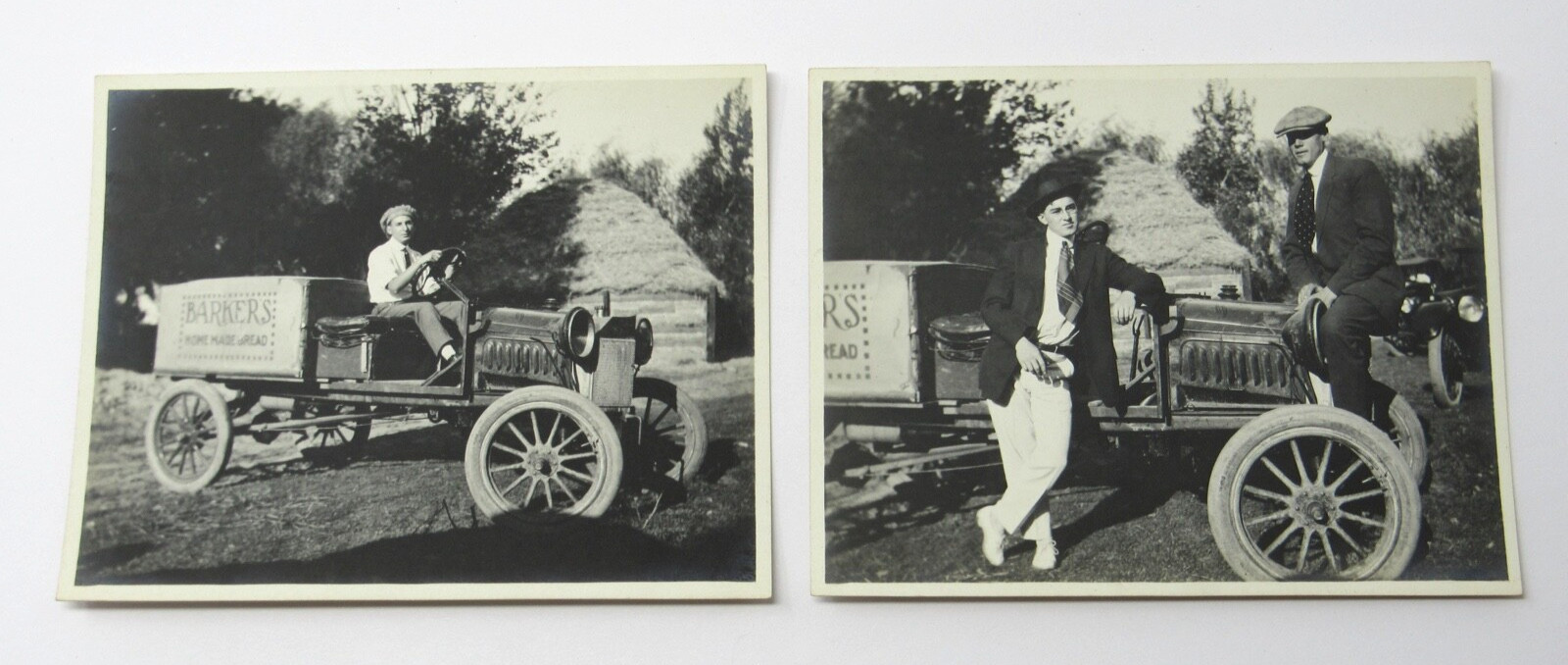 Antique Bread Bakery Photograph 1916 Barkers Home Made Bread Delivery Truck LOT