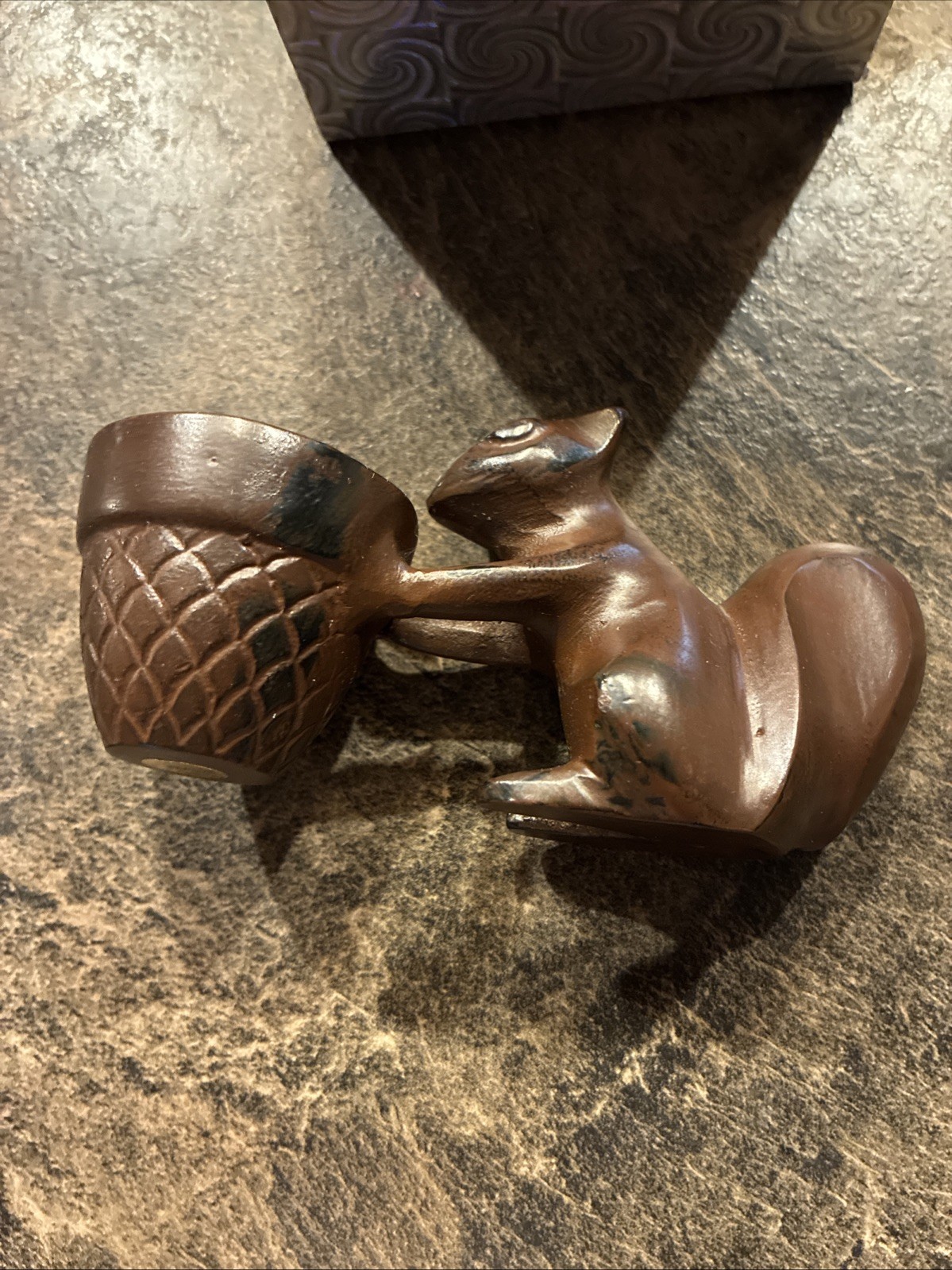 Crate & Barrel Cast Metal Squirrel Candle Holder Toothpick Fall Harvest Table