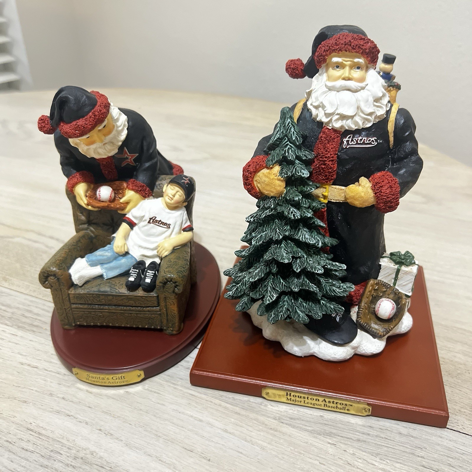 Vintage 2000/01 Christmas Houston Astros Memorabilia Lot Of 2 Santa Figurines