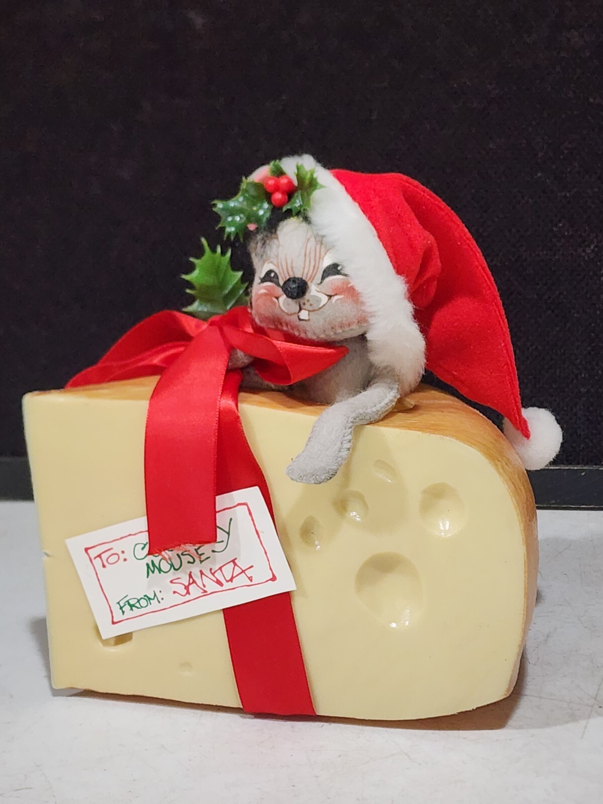 1992 Annalee Christmas Mouse Swiss Cheese Wedge