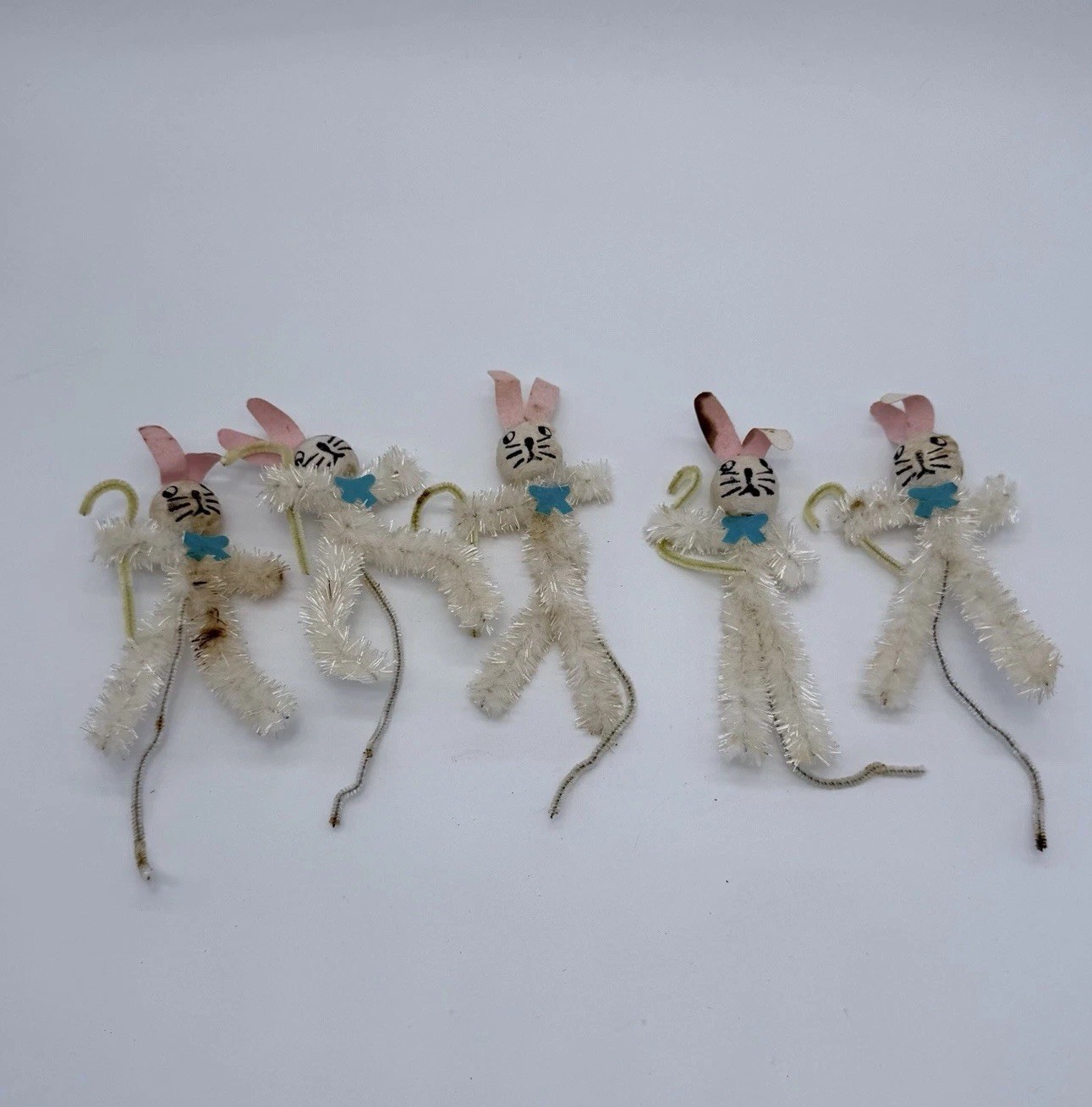 Vintage Chenille Pipe cleaner Animals 5 Rabbits Easter lot