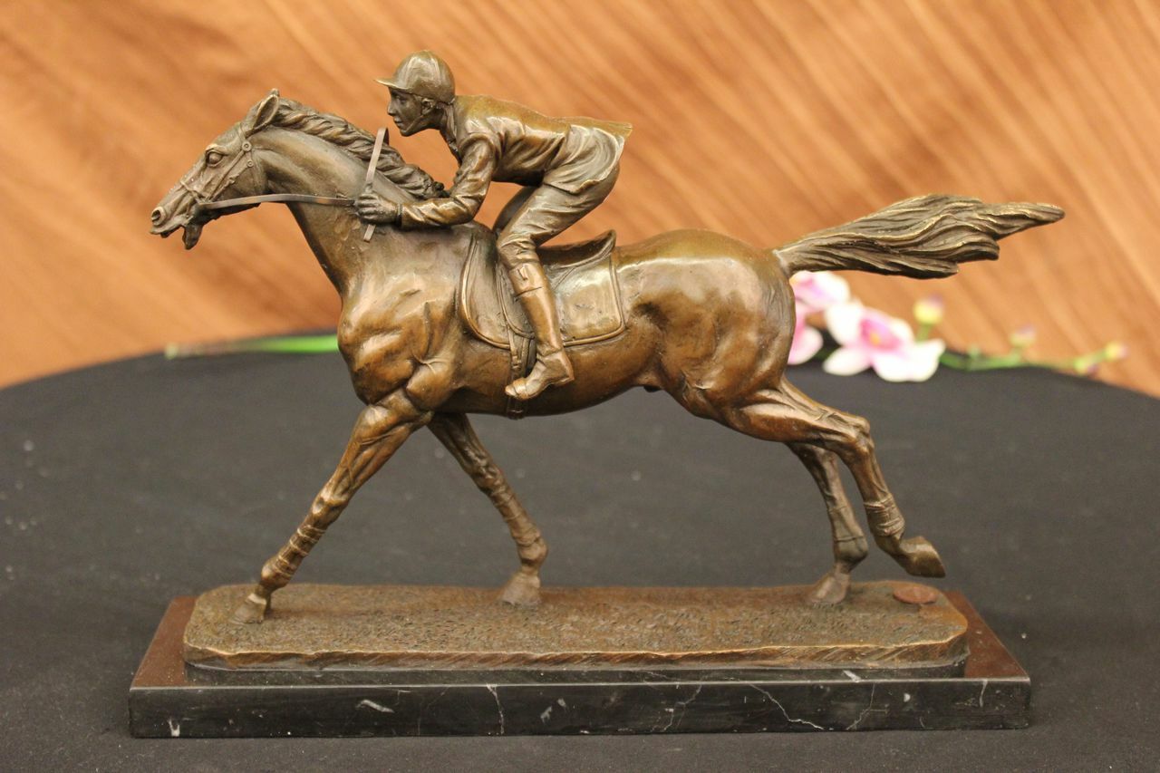 Vintage Signed POMPEIAN BRONZE Horse Statue KANSAS CITY JOCKEY CLUB FIGURINE ART