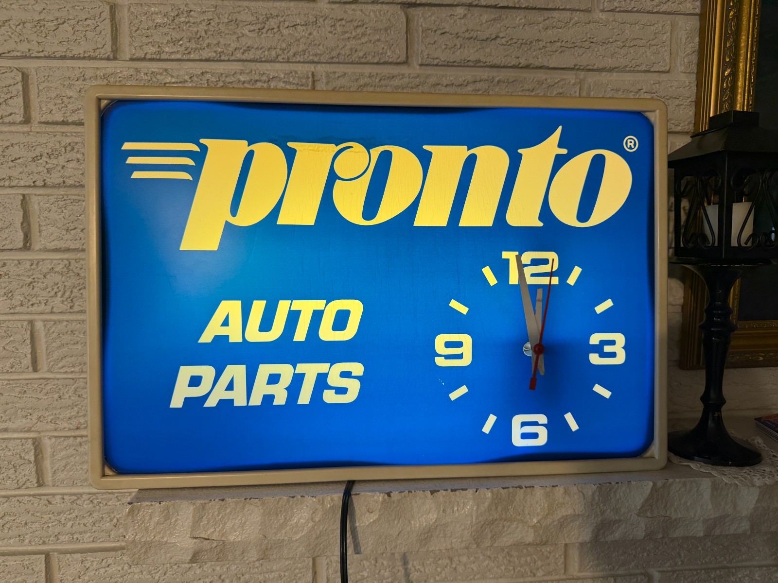 Vintage Pronto Auto Parts Lighted Service Station Clock