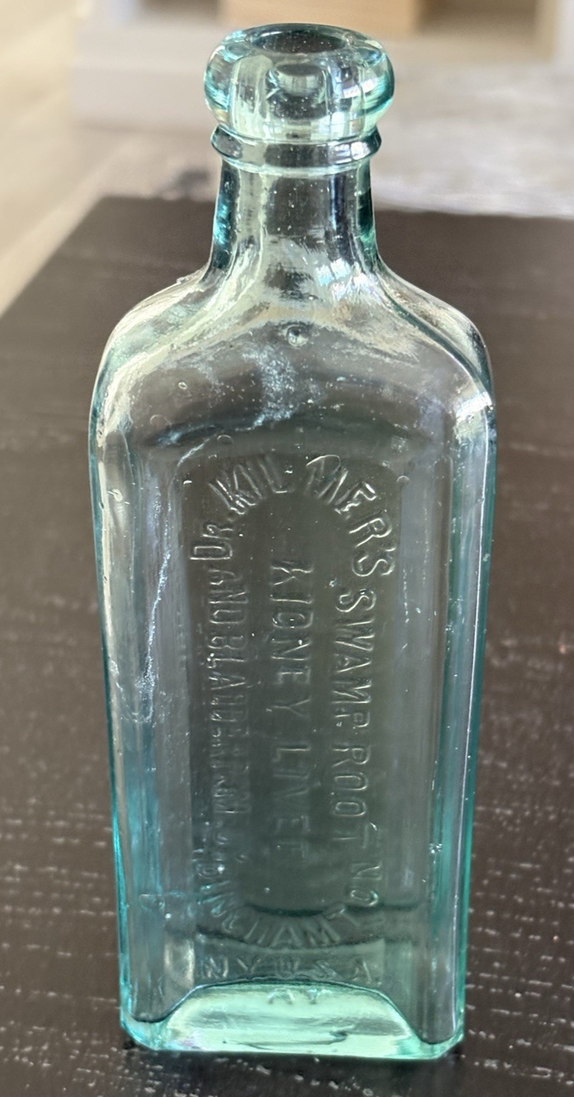 1900\'s  Aqua Blue Dr. Kilmer\'s Swamp Root Kidney Liver Cure Medicine Bottle
