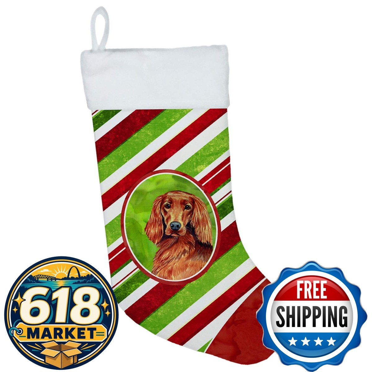Caroline\'s Treasures LH9254-CS Irish Setter Candy Cane Christmas Stocking