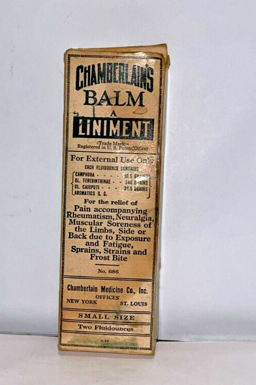 Chamberlains Pain Balm Vtg. W/Box & Leaflet Almost Full Excellent- Almost 0 Read