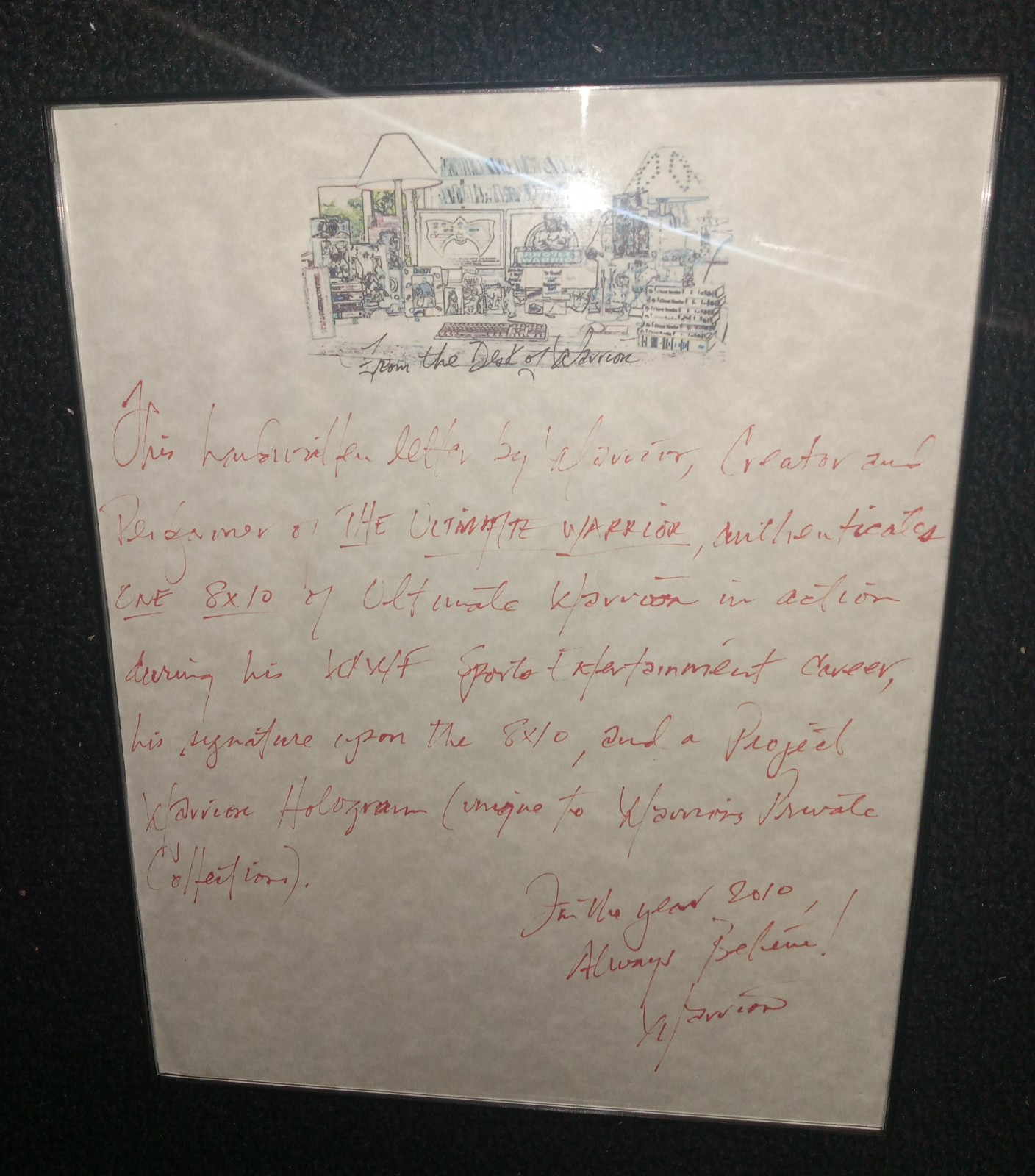 8.5x11 Hand Written Letter Signed By The Ultimate Warrior One Of A Kind Piece