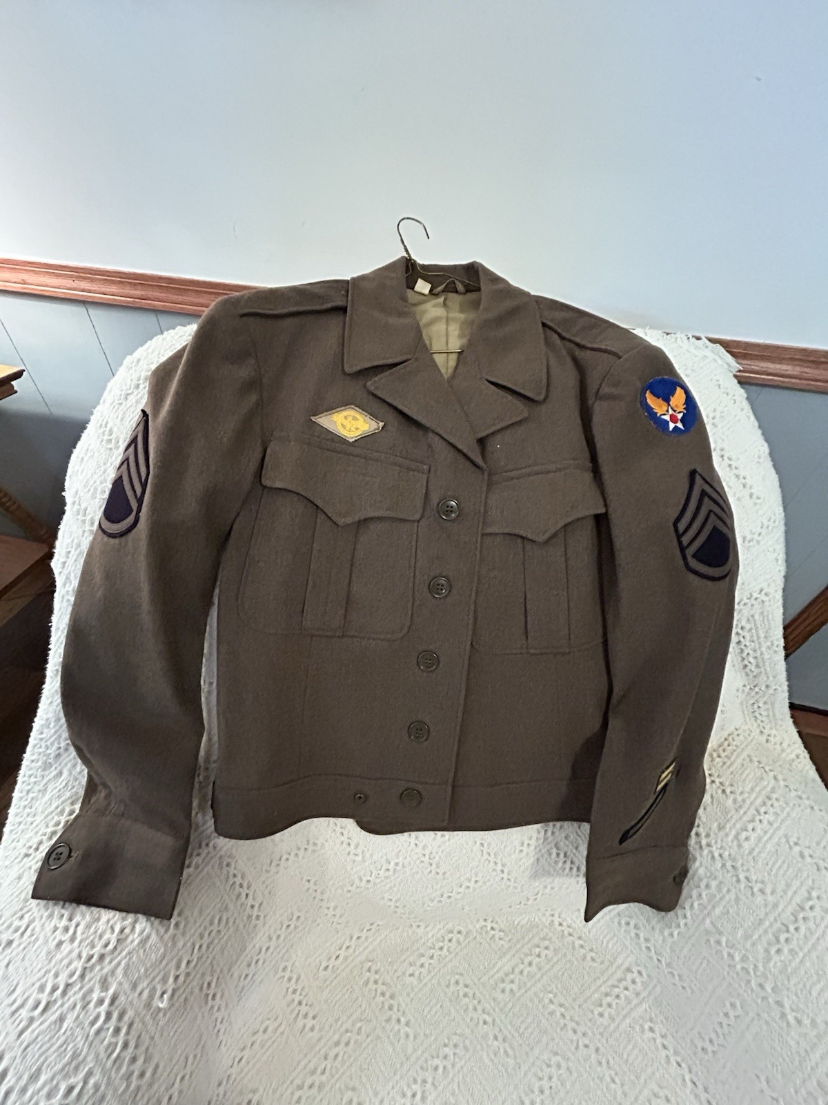 VTG 1940s WWII US Army 5 PC Uniform Sz M 38R,40s WW2 Wool Ike Jacket Patches