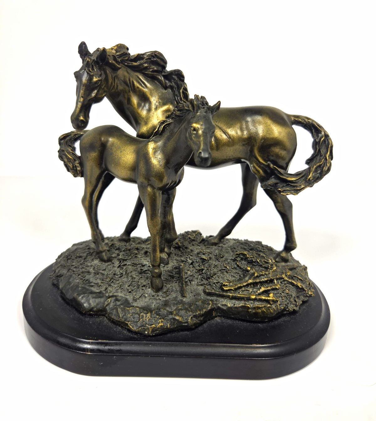 Vintage Veronese C C Bronze Mare & Foal Horse Figurine (C. 2000 W.U.I.)