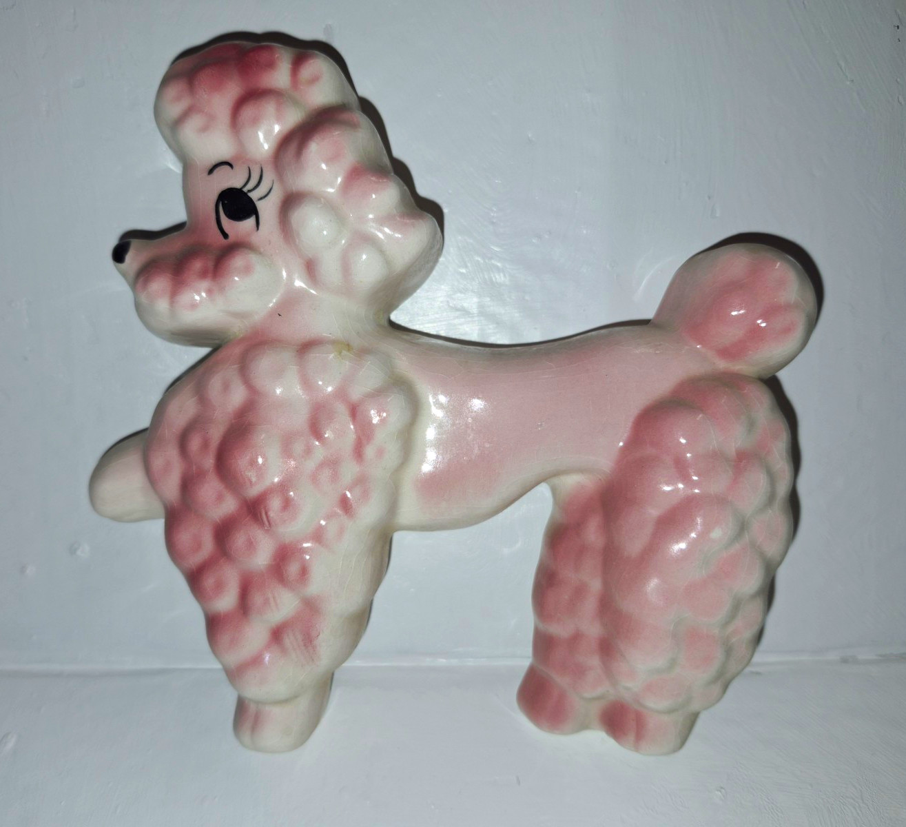 Vintage Mid-Century Pink Ceramic Poodle Wall Plaque Kitsch MCM Japan Style Art