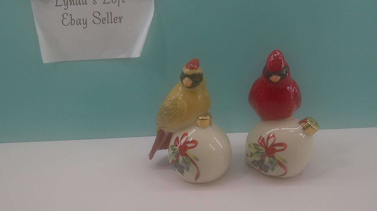 Lenox Winter Greetings Salt and Pepper shakers Male & Female Cardinal