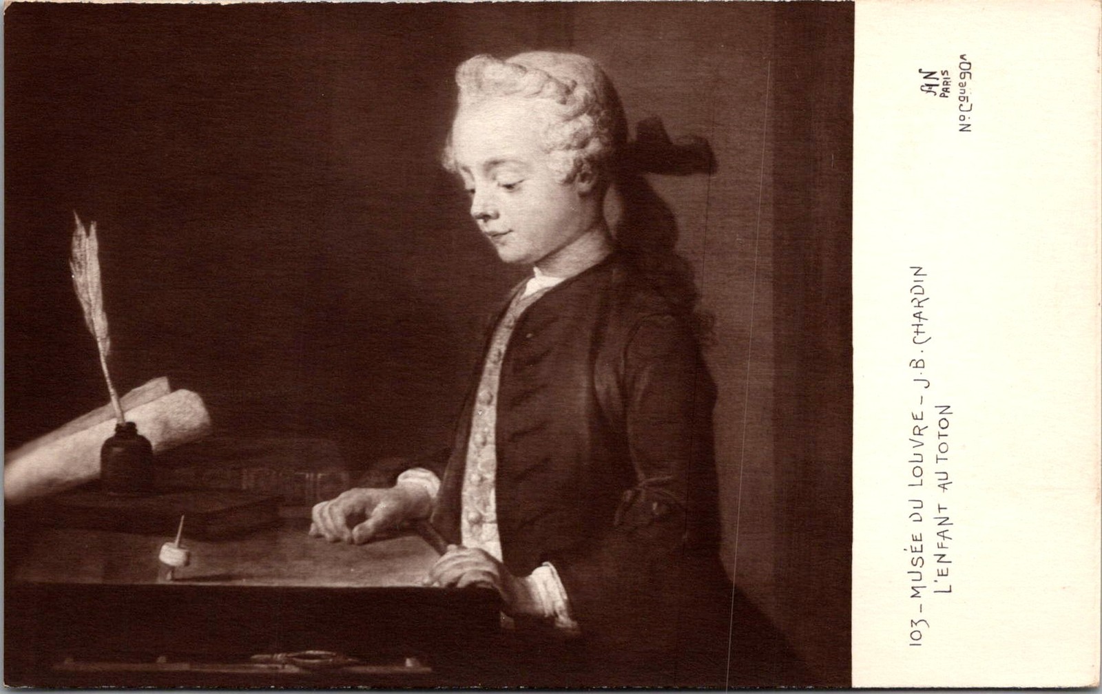 Chardin L\'Enfant Au Toton Louvre Art Vintage Postcard 4P22-22