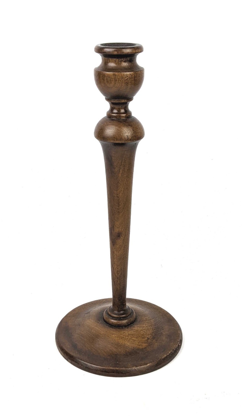 Antique Vintage 11.75” Wooden Candlestick Finish Turned Wood