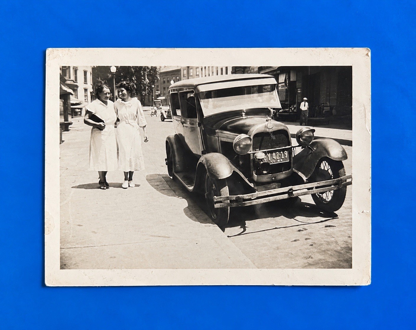 1928-29 Ford Model A Tudor Sedan NY 1934 Plate Y 42-19 Vintage Photo