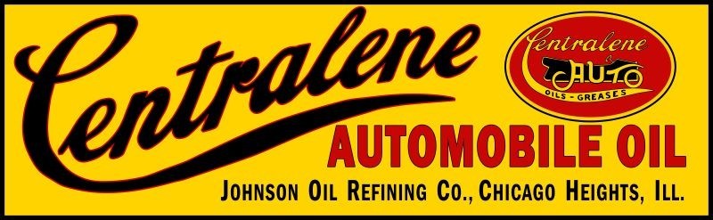 Johnson Oil Refining CENTRALENE Motor Oil - NEW Sign: 12x36\