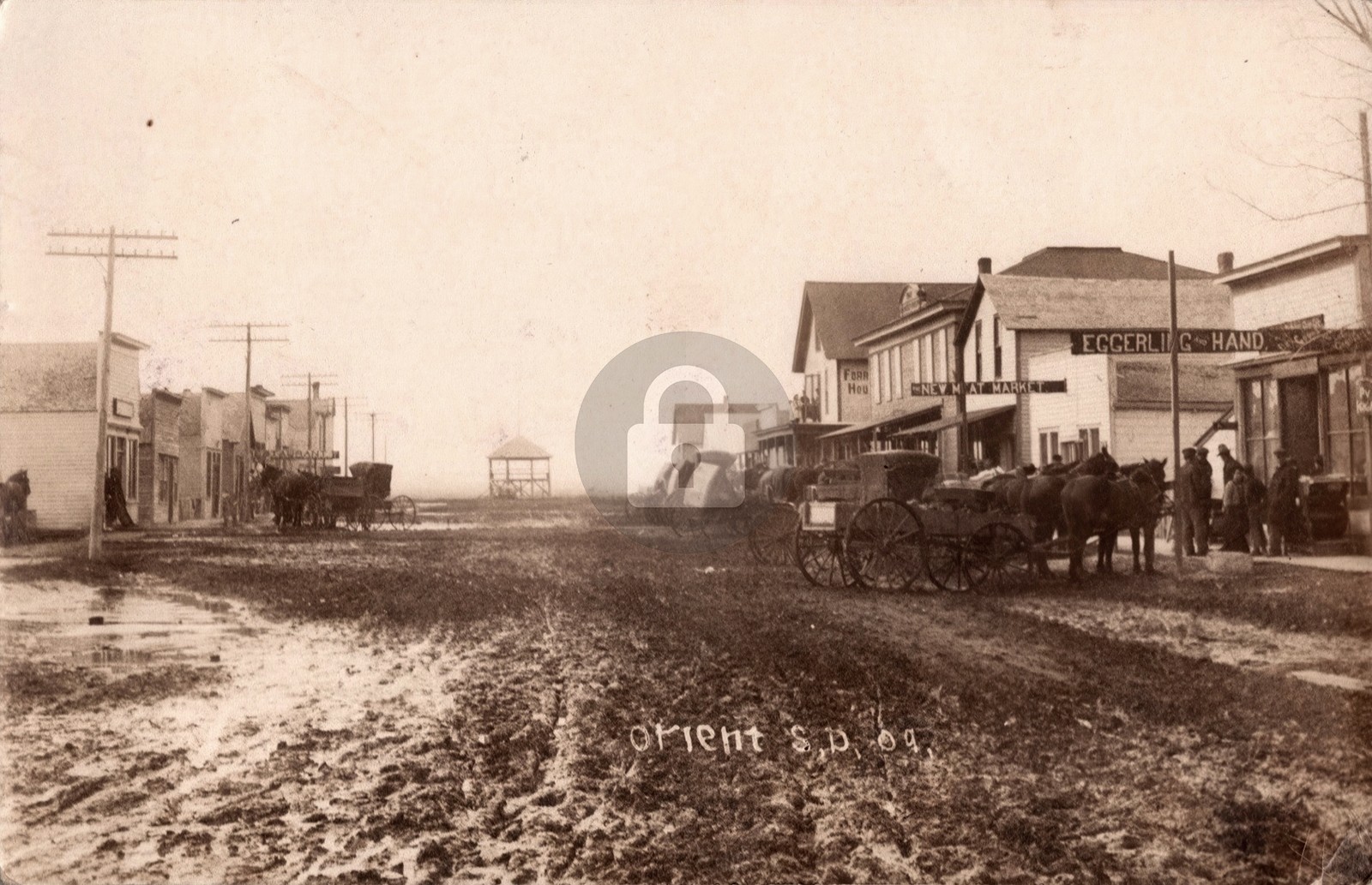 c1909 Main St Orient South Dakota SD Faulk Co Street View RPPC Postcard COPY