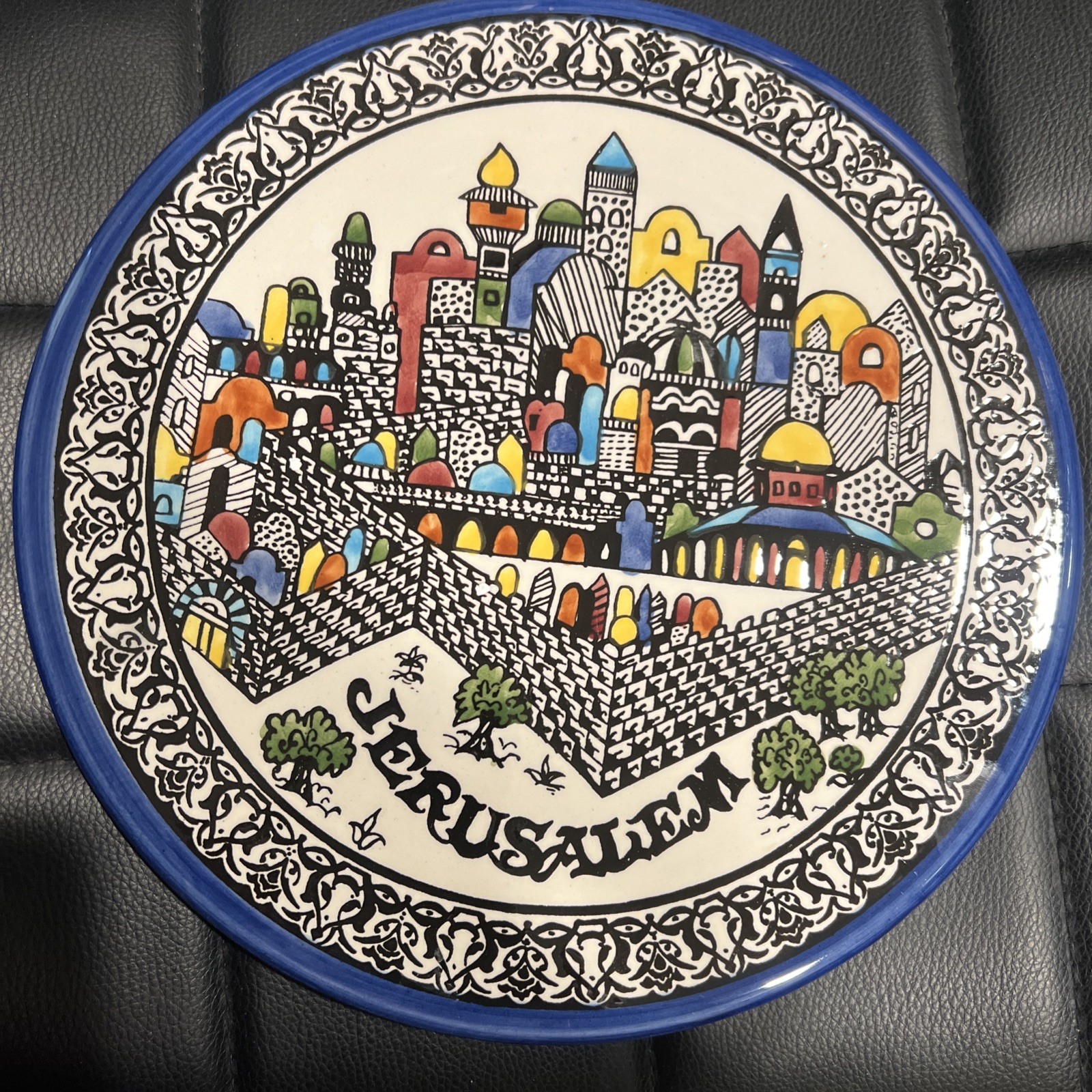 Vintage Jerusalem Souvenir Pottery Plate