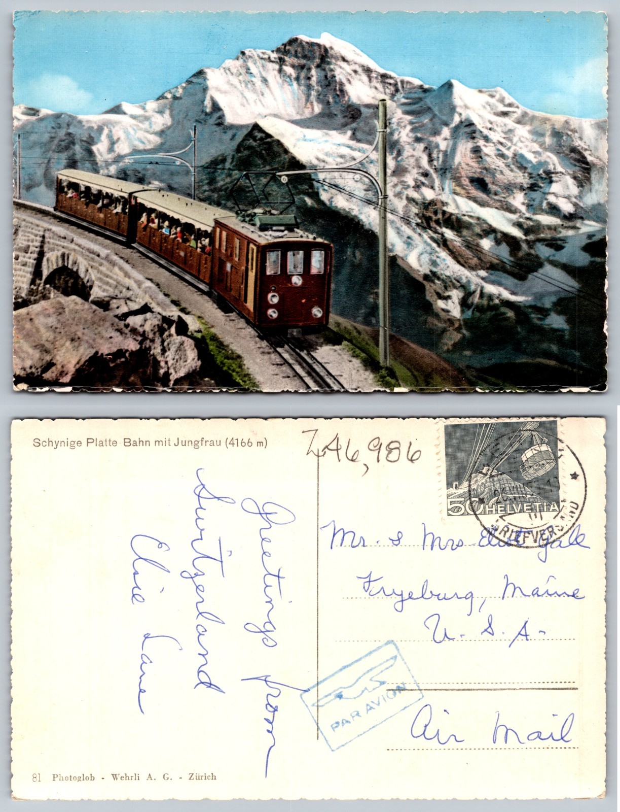 Schynige Platte Bahn Jungfrau Switzerland Postcard