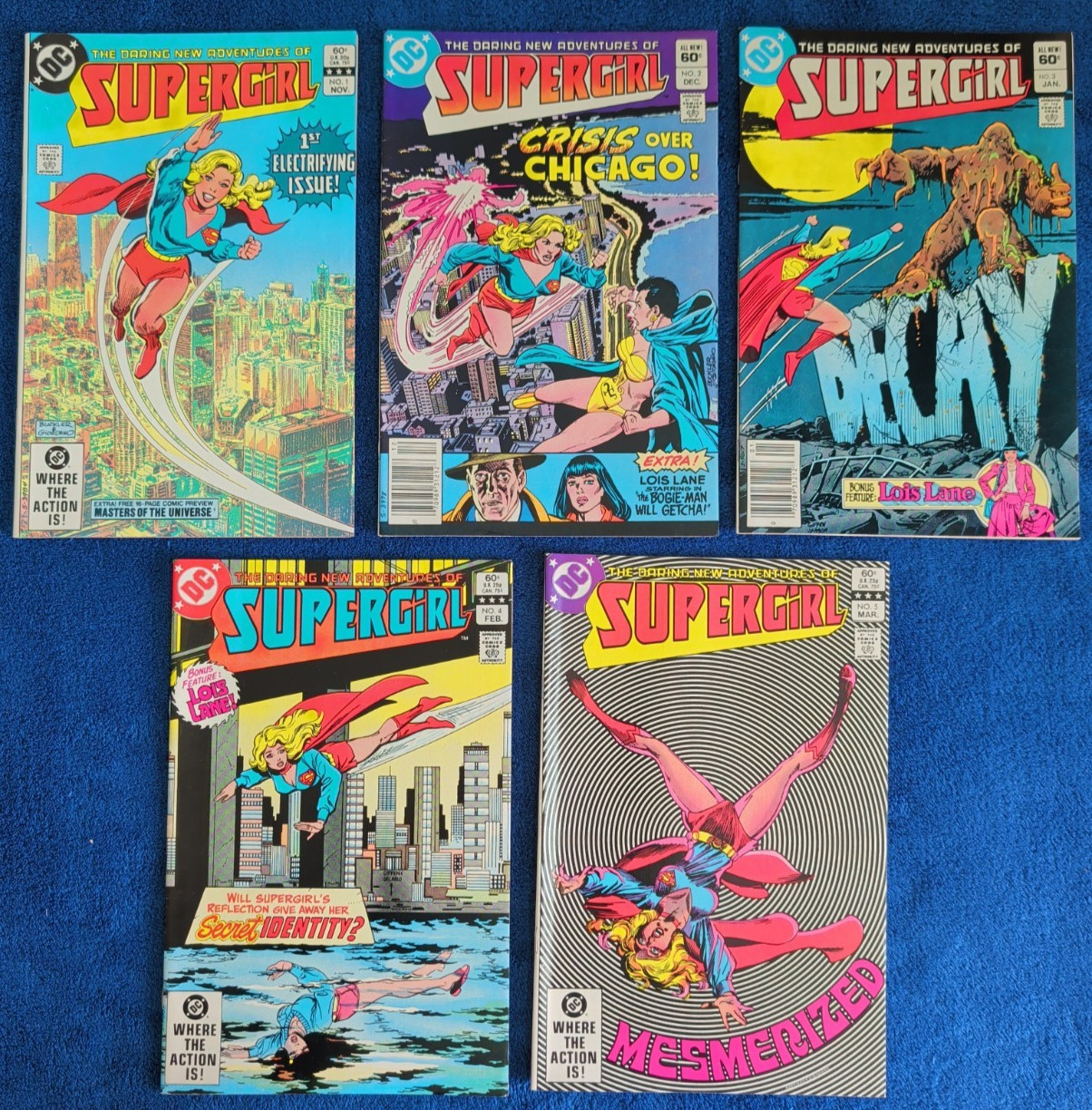 SUPERGIRL VOL. 2 #1 THRU 5 (LOT OF FIVE BOOKS),  DC 1982-83.  9.4 NEAR MINT