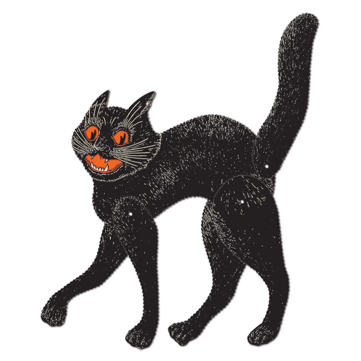 Vintage Black Orange White Beistle Scary Cat Halloween Party Decorations Cut