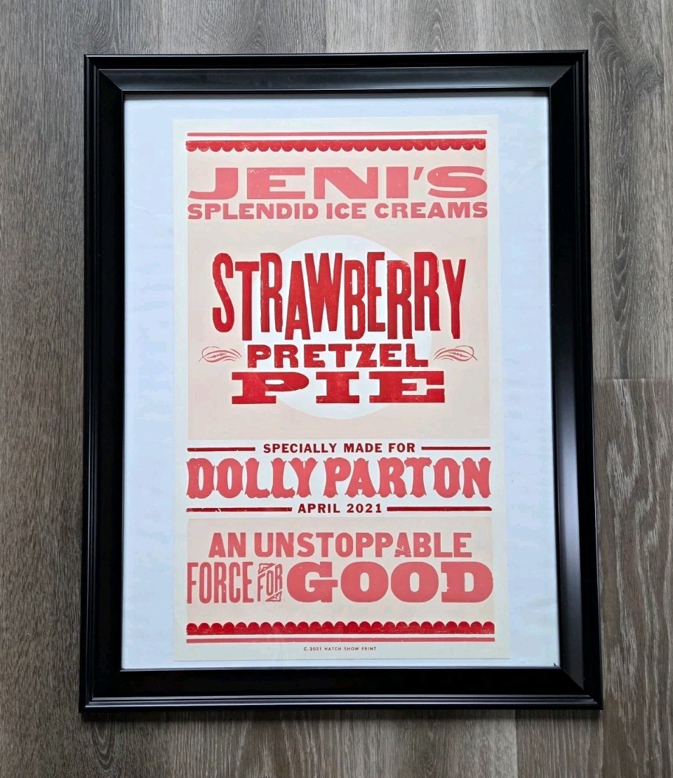 RARE Dolly Parton Jeni's Splendid Ice Creams Strawberry Pretzel Pie Poster RARE Dolly Parton Jeni's Splendid Ice Creams Strawberry Pretzel Pie Poster