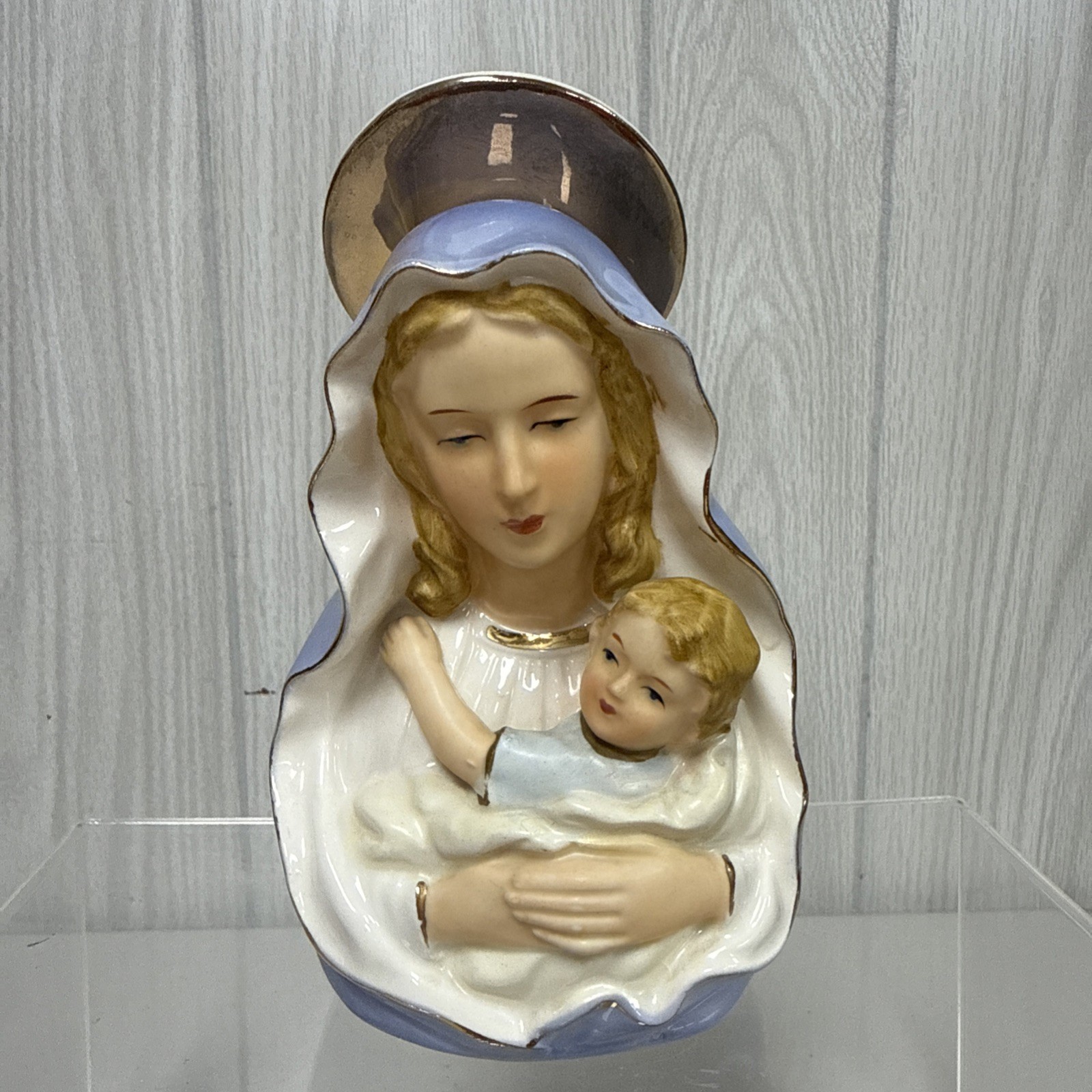 Vintage 70s Giftwares Co Artist Nancy Pew Madonna & Child Planter 6.75