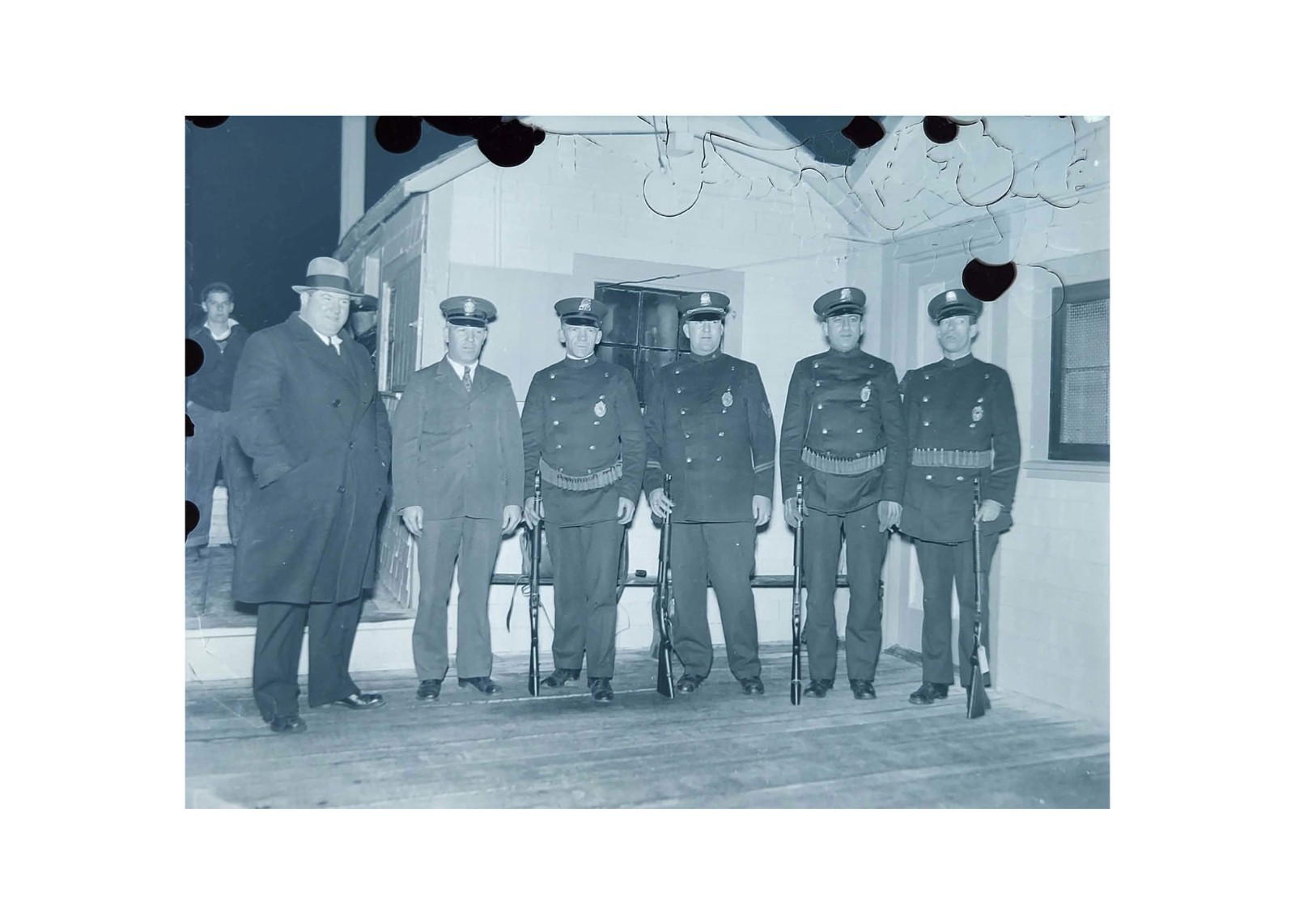 1932 Armed Police Guard East Cambridge Court Shotguns Glass Negative OOAK