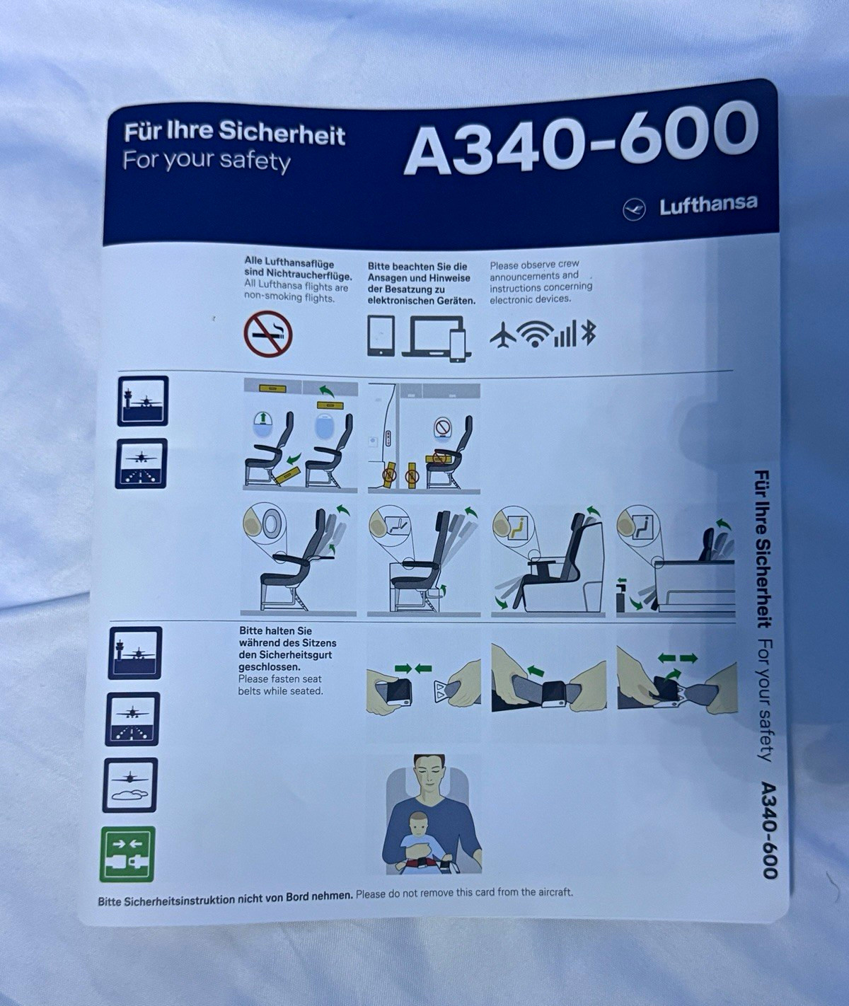 RARE Lufthansa Airbus A340-600 LAST Airline Safety Card - Aviation Safety Cards