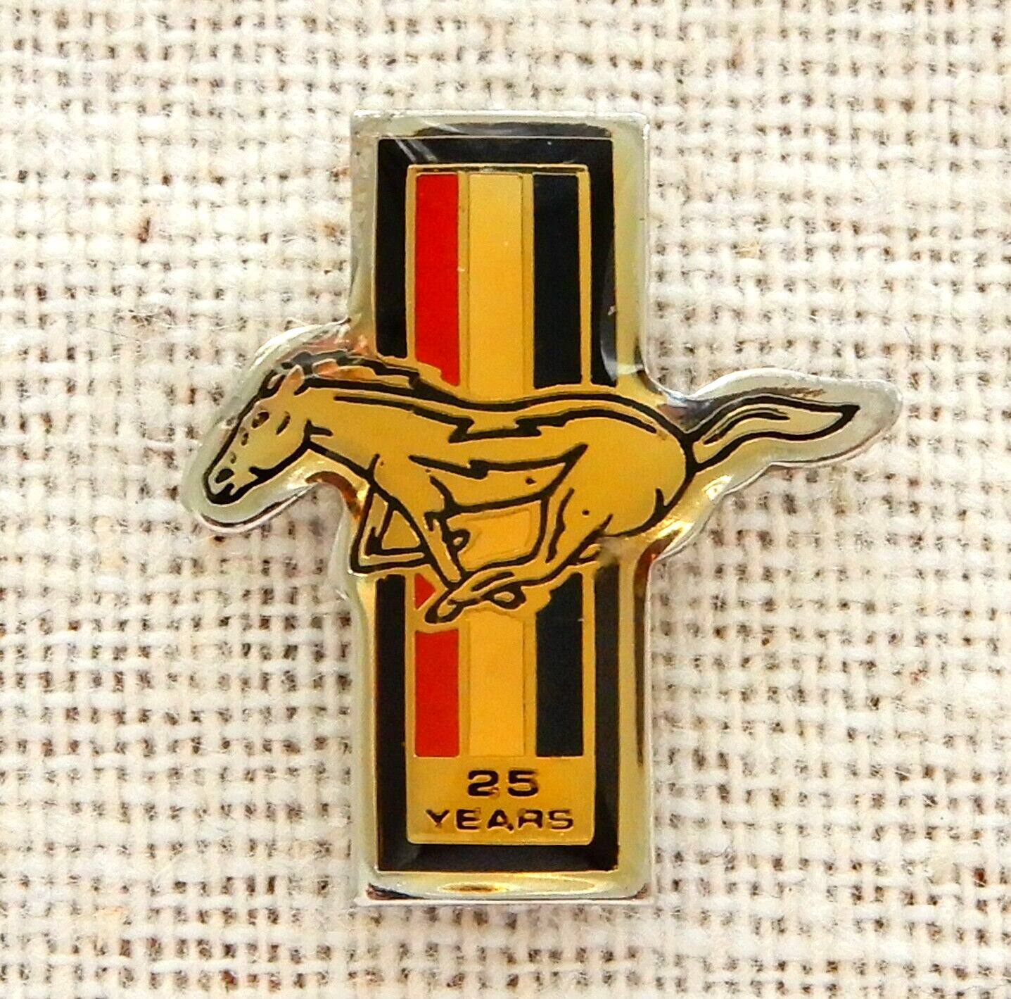 Ford Mustang Lapel Pin Vintage 25 Years Logo Silver Tone Horse Automobile Car
