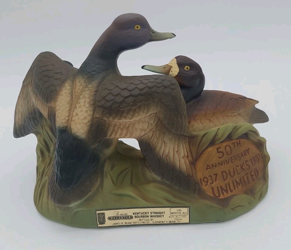 Vtg 1987 Jim Beam Ducks Unlimited Lesser Scaup (Bluebill) Decanter 50th Annvrsry