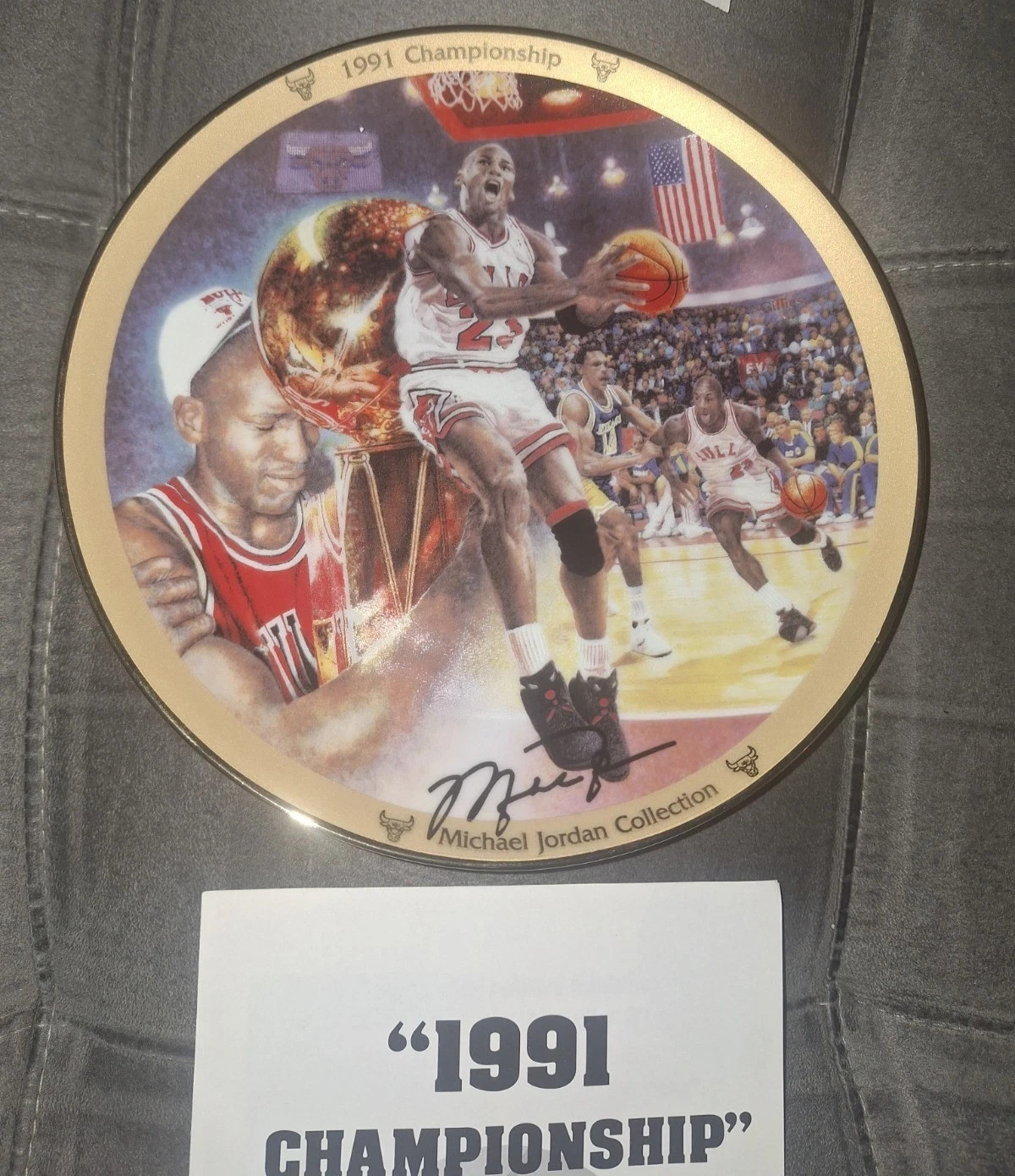 Michael Jordan 1991 Autographed Plate 8.25\ Michael Jordan 1991 Autographed Plate 8.25\