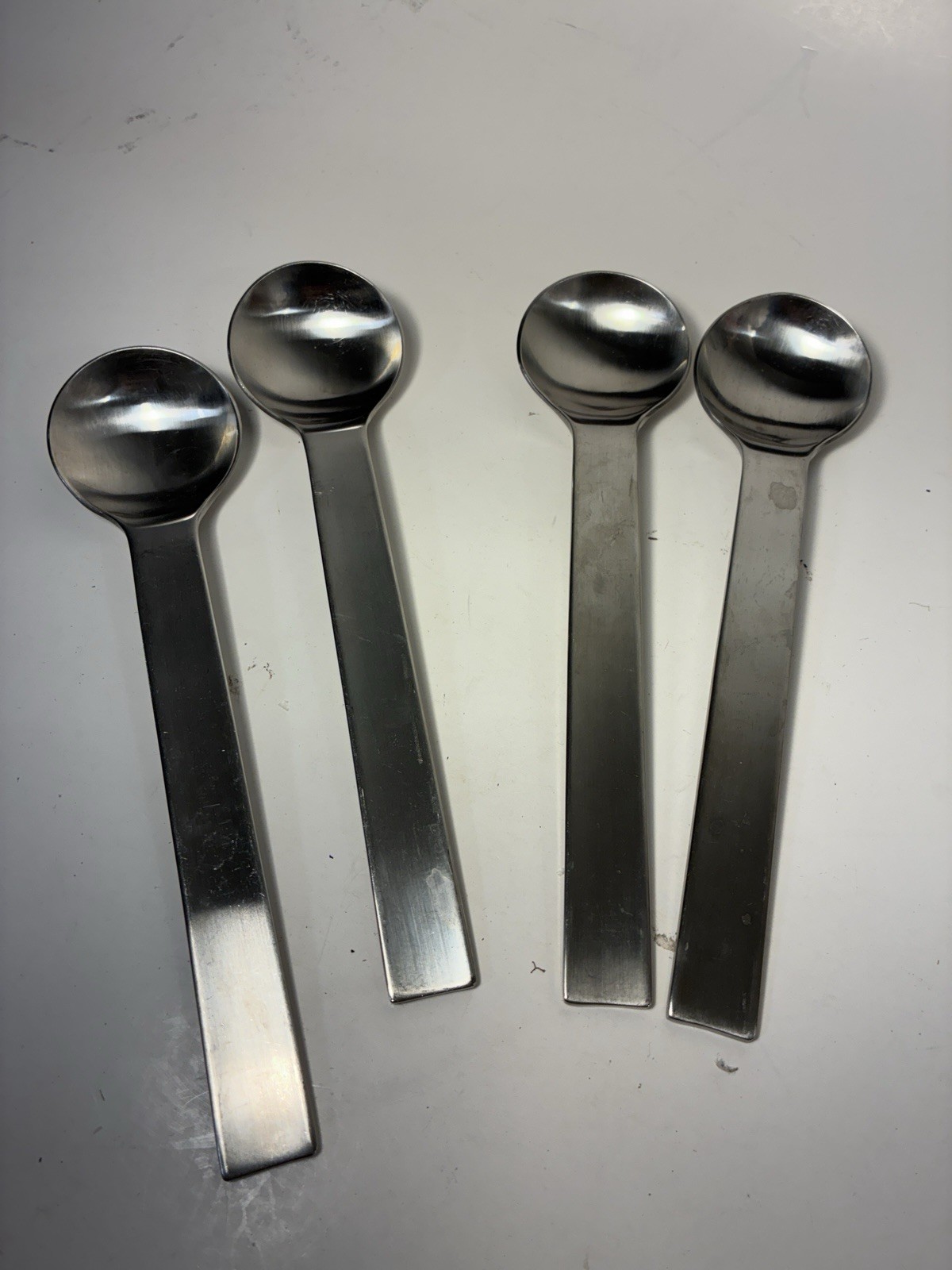 4 Soup Table spoons GS Gourmet Settings Pure Stainless Steel Sleek Modern 18/10