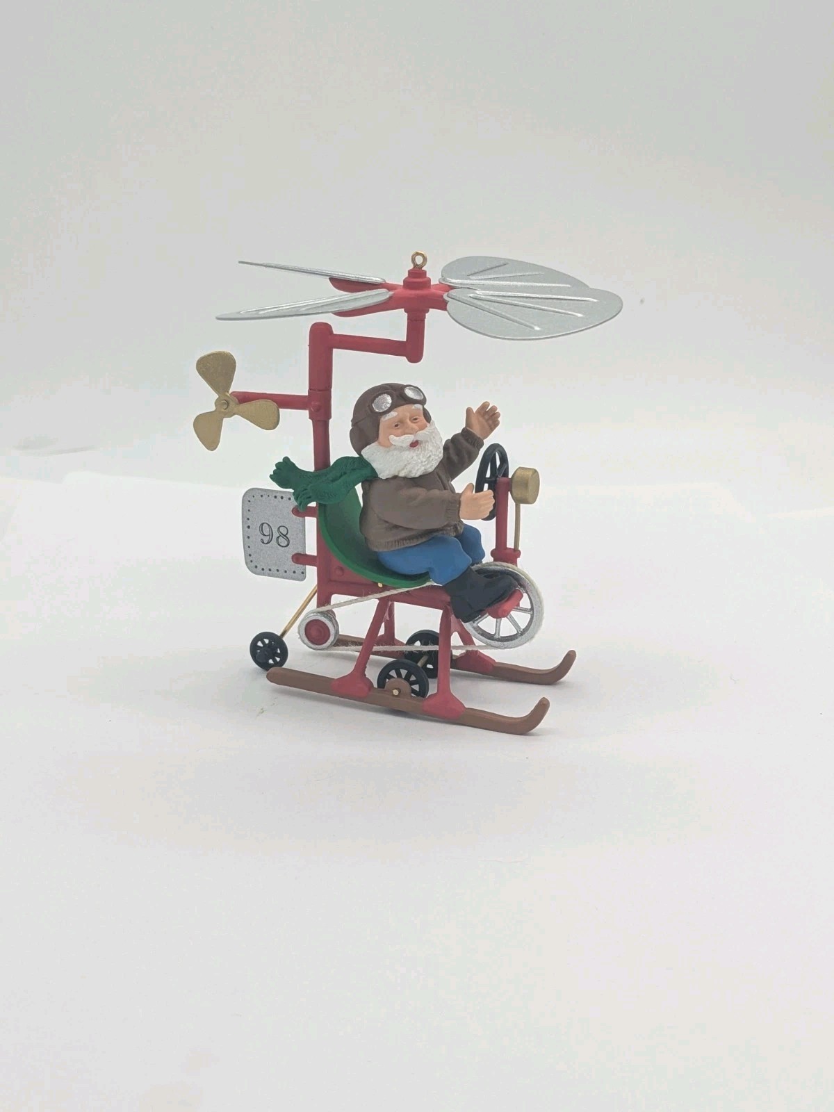 Hallmark SANTAS FLYING MACHINE Handcrafted and Tin Keepsake Ornament 1998