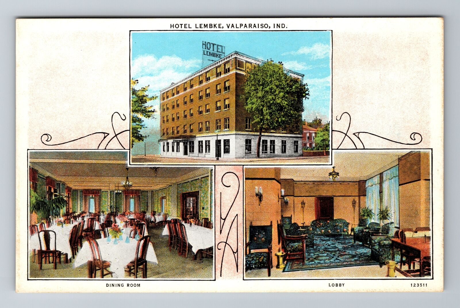 Valparaiso IN-Indiana, Hotel Lembke, Advertising, Antique, Vintage Postcard