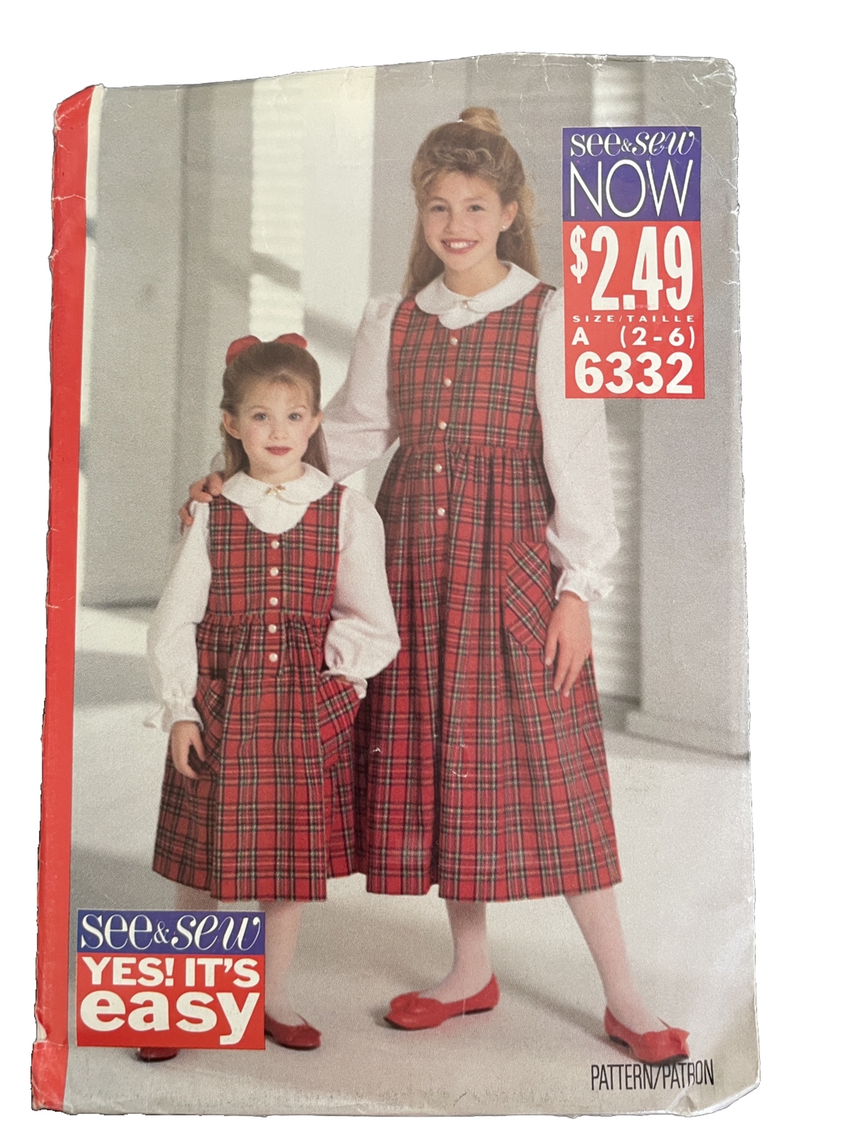 6332 Butterick See & Sew Now Girls JUMPER DRESS TOP Sewing Pattern 2 3 4 5 6