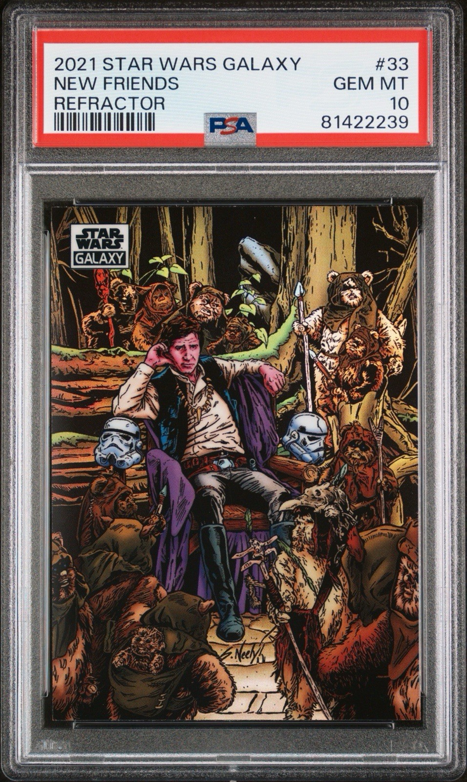 2021 TOPPS CHROME STAR WARS GALAXY REFRACTOR #33 NEW FRIENDS PSA 10