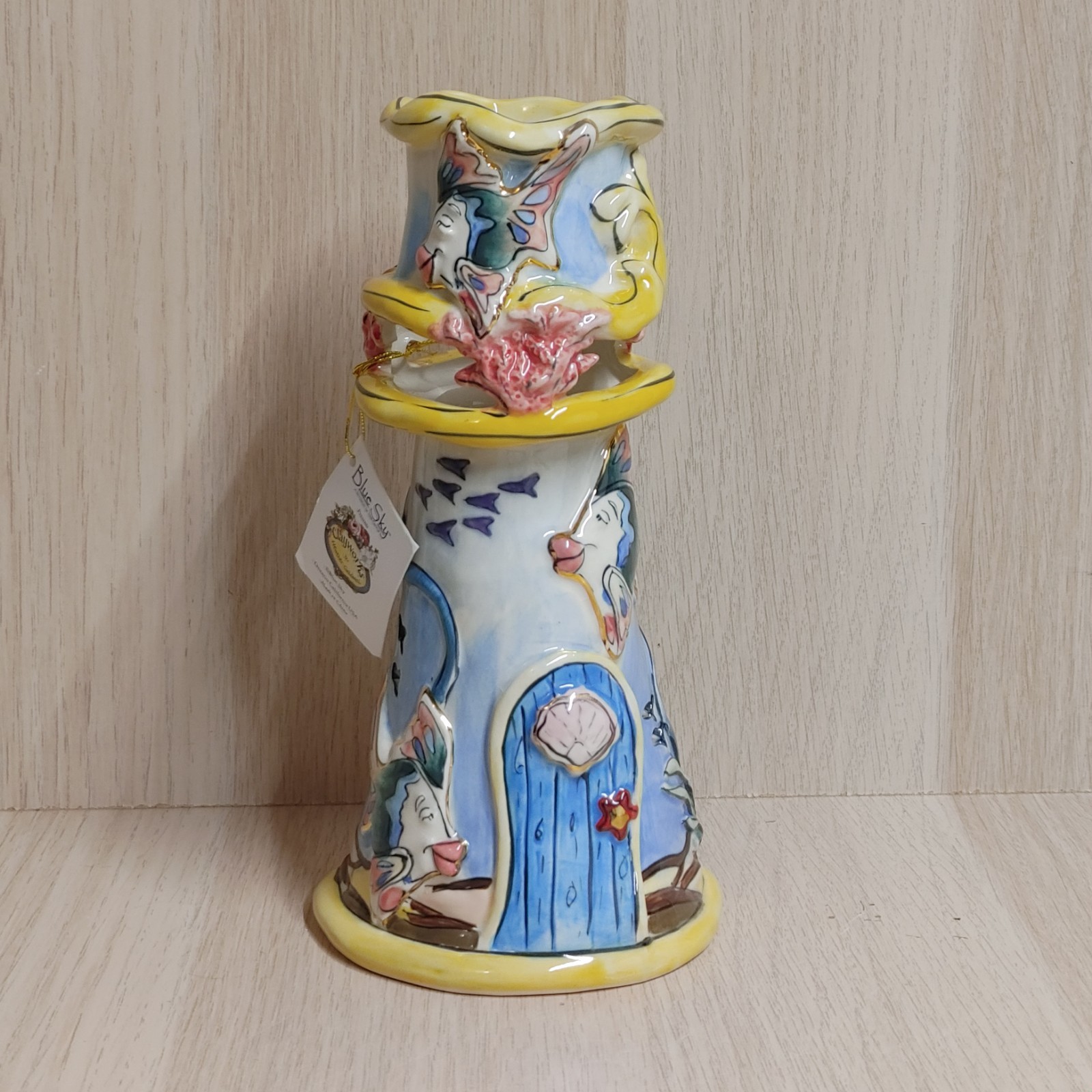 Blue Sky Clayworks Kissy Fish Lighthouse Tea Light Holder 2006