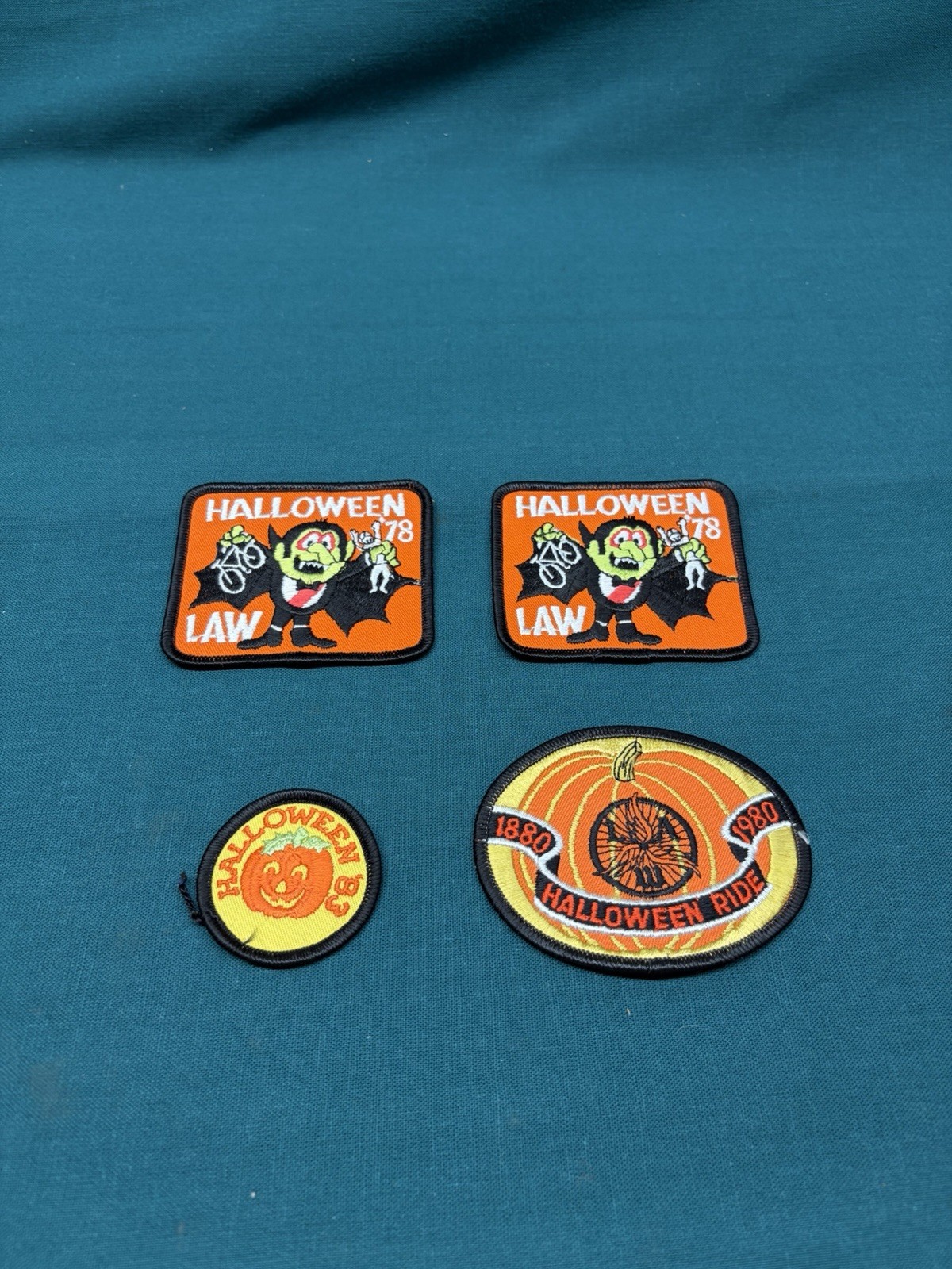 VTG Lot of 4 Halloween Biking Iron-On Embroidered Patches; 1978/1980/1983 (1M)