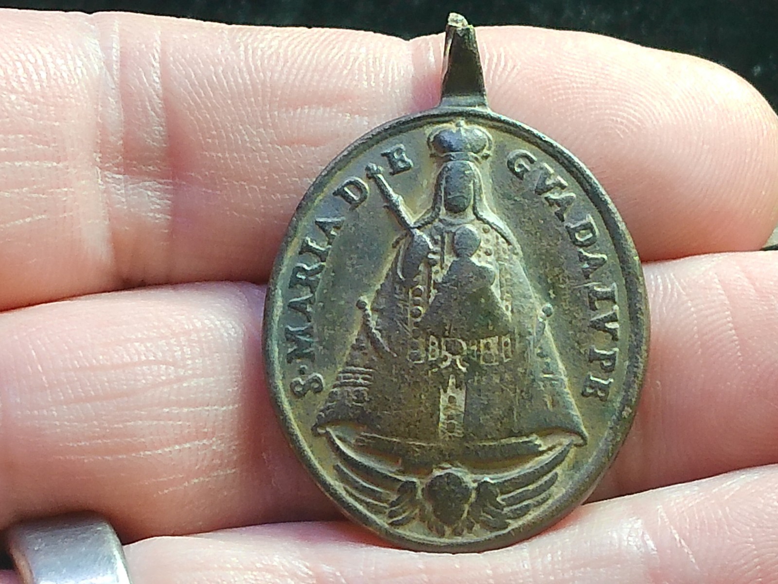 Excavated 17th - 18th C, Maria de Guadalupe / St Jerome Colonial Religious Medal Excavated 17th - 18th C, Maria de Guadalupe / St Jerome Colonial Religious Medal