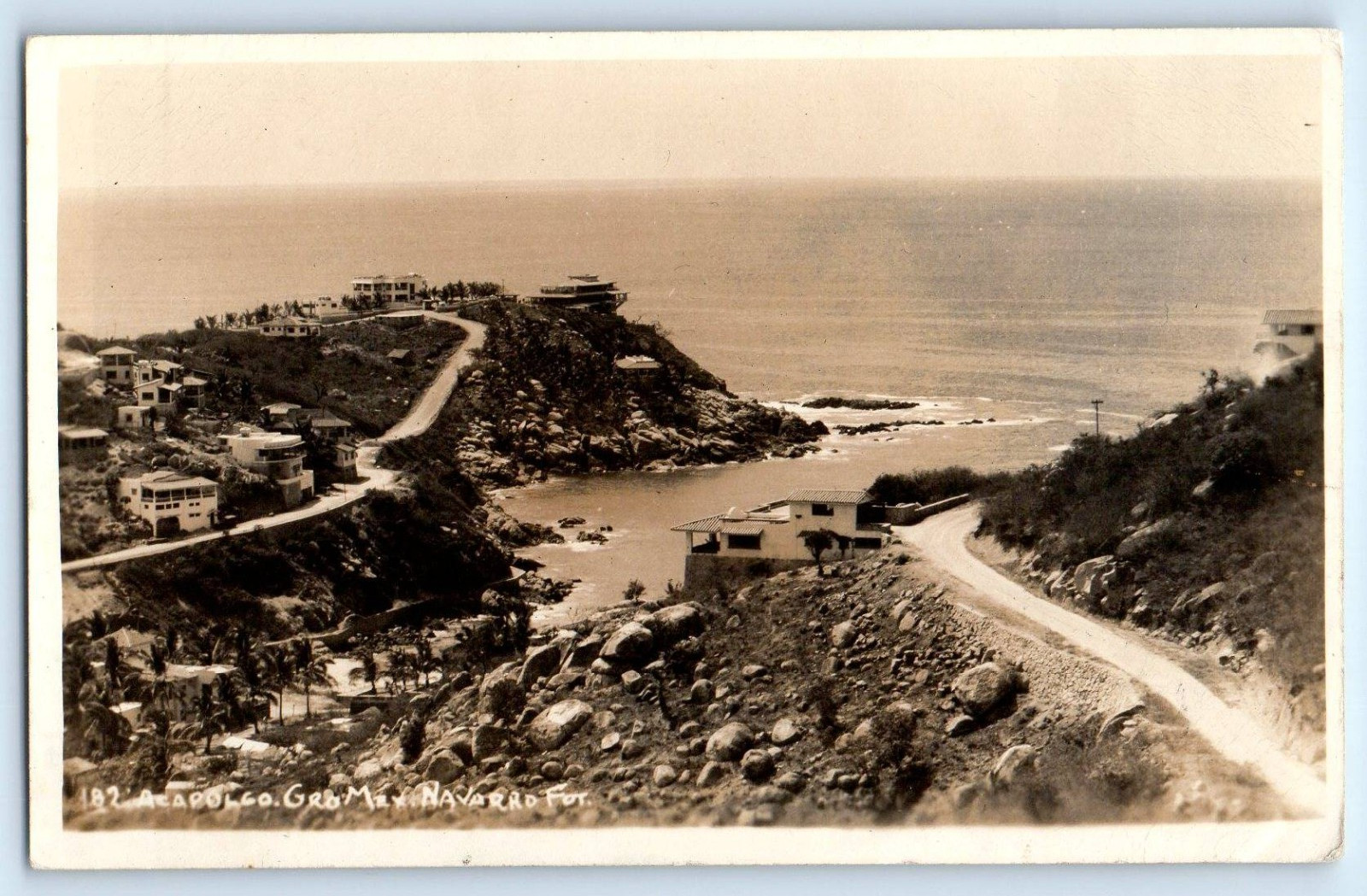 Acapulco Guerrero Mexico Postcard Coastal Hill c1930\'s Vintage RPPC Photo