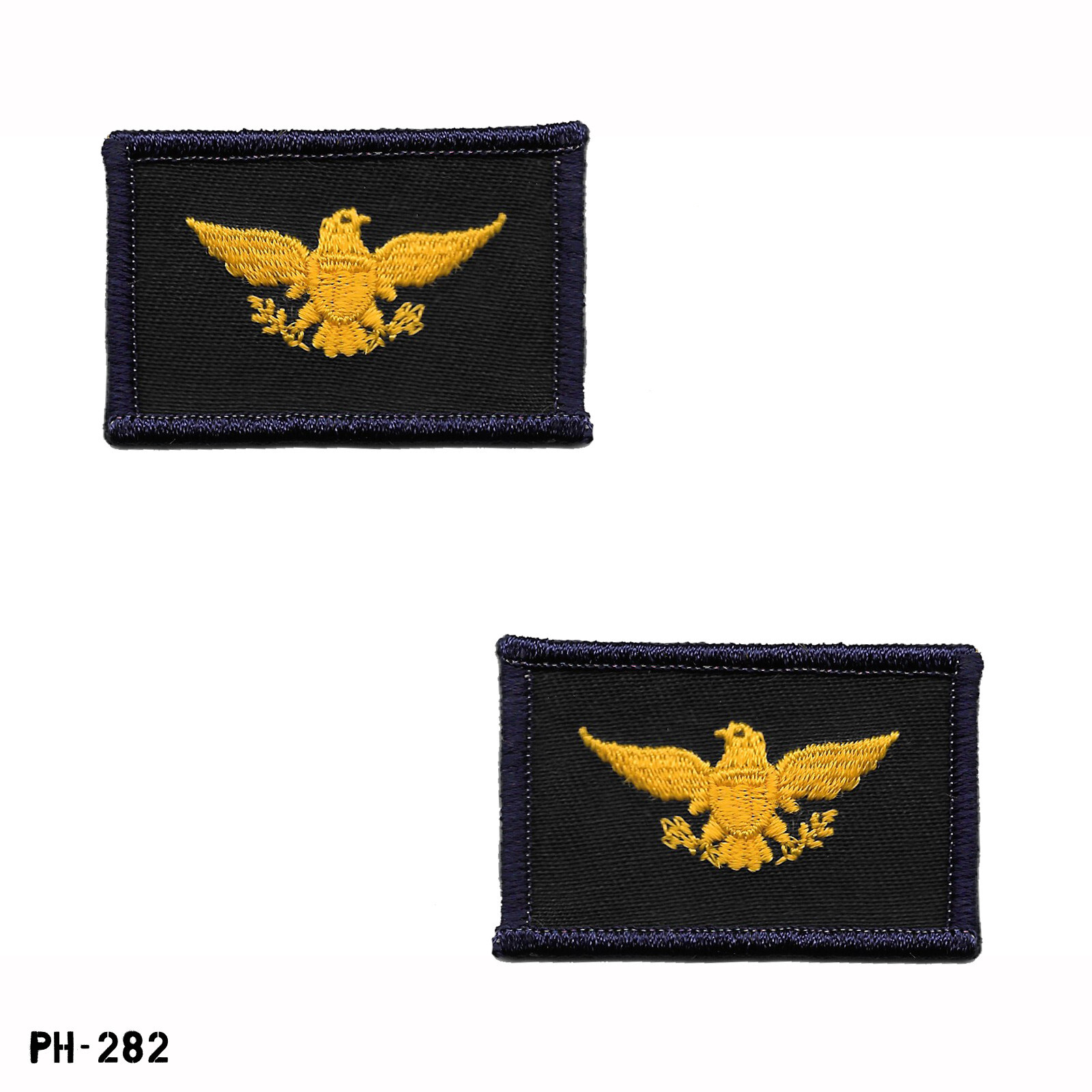 Colonel Eagle Collar Device Rank Patches, Pair ~ Navy Blue & Yellow ~ NEW