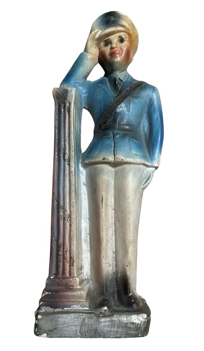 Vintage 1930's CARNIVAL CHALK WARE Prize WWll Military Officer Saluting