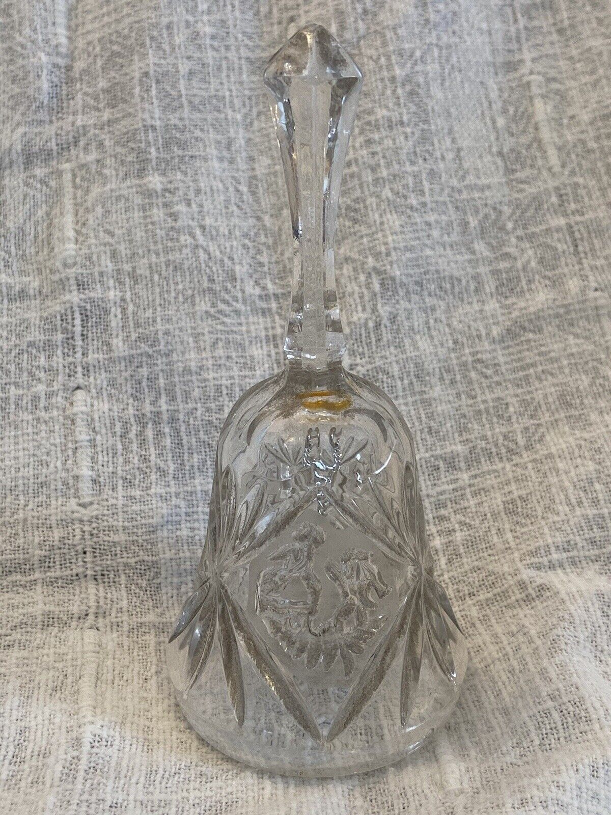 Vintage Glass Bell Pressed Starburst Embossed Design On Frost Unusual