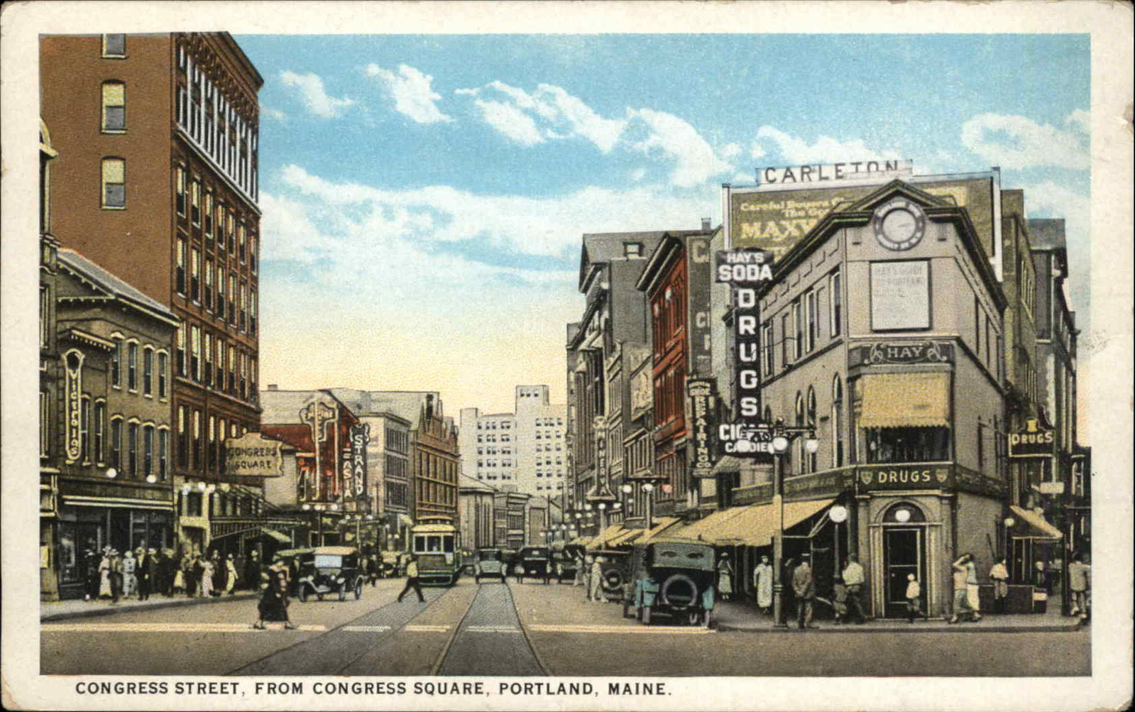 Portland Maine ME Congress Street From Congress Square c1900s-20s Postcard
