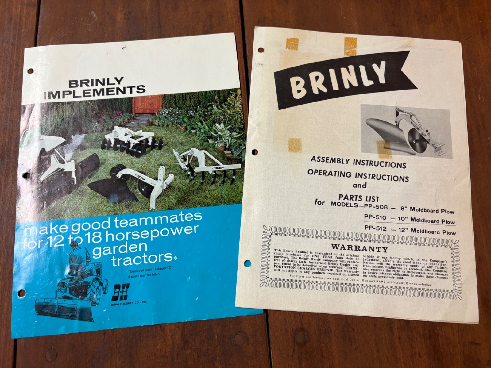 Vintage Brinly Moldboard Plow Manual & Brinyl Attachments Brochure Cub JD WH