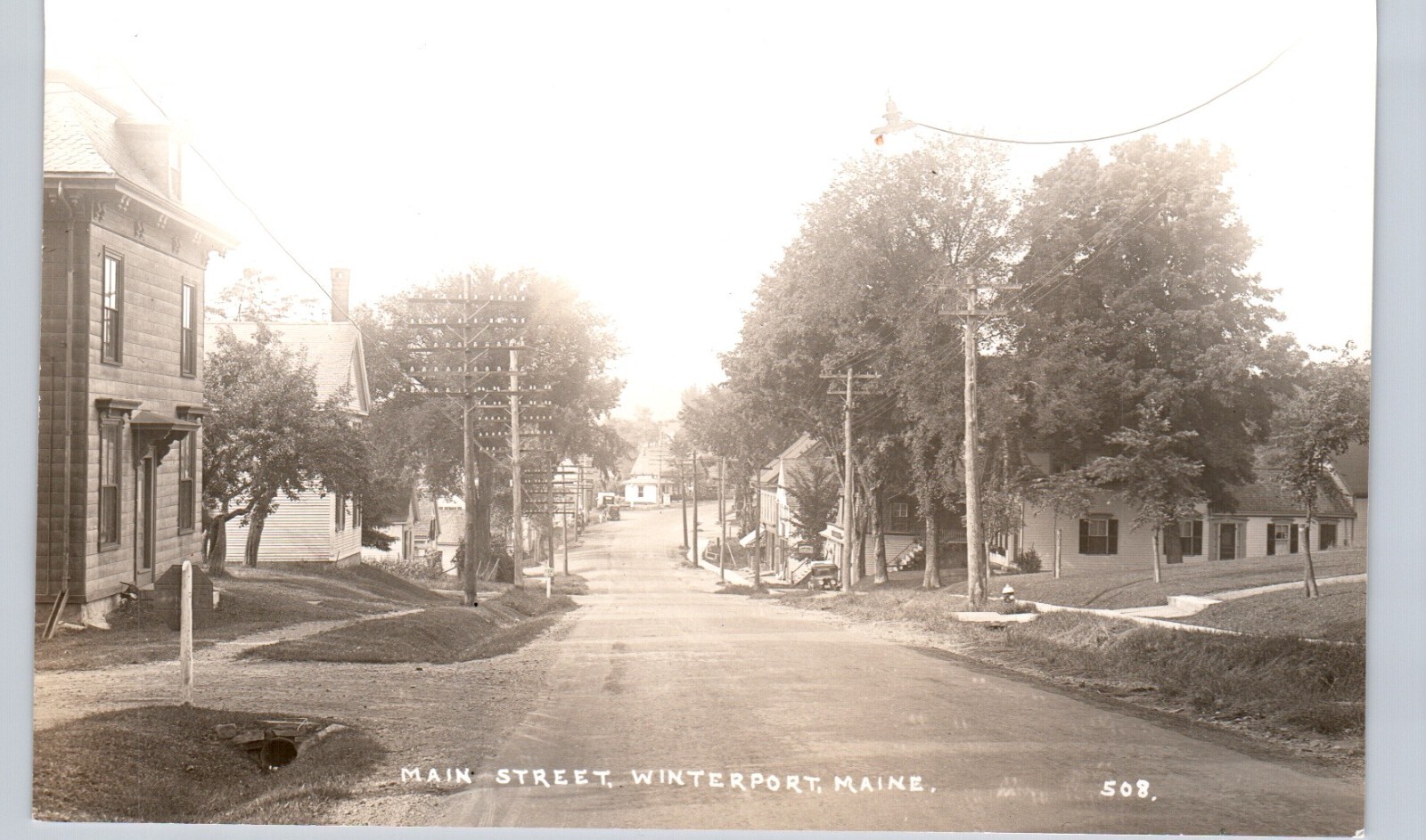 MAIN STREET winterport me real photo postcard rppc maine downtown