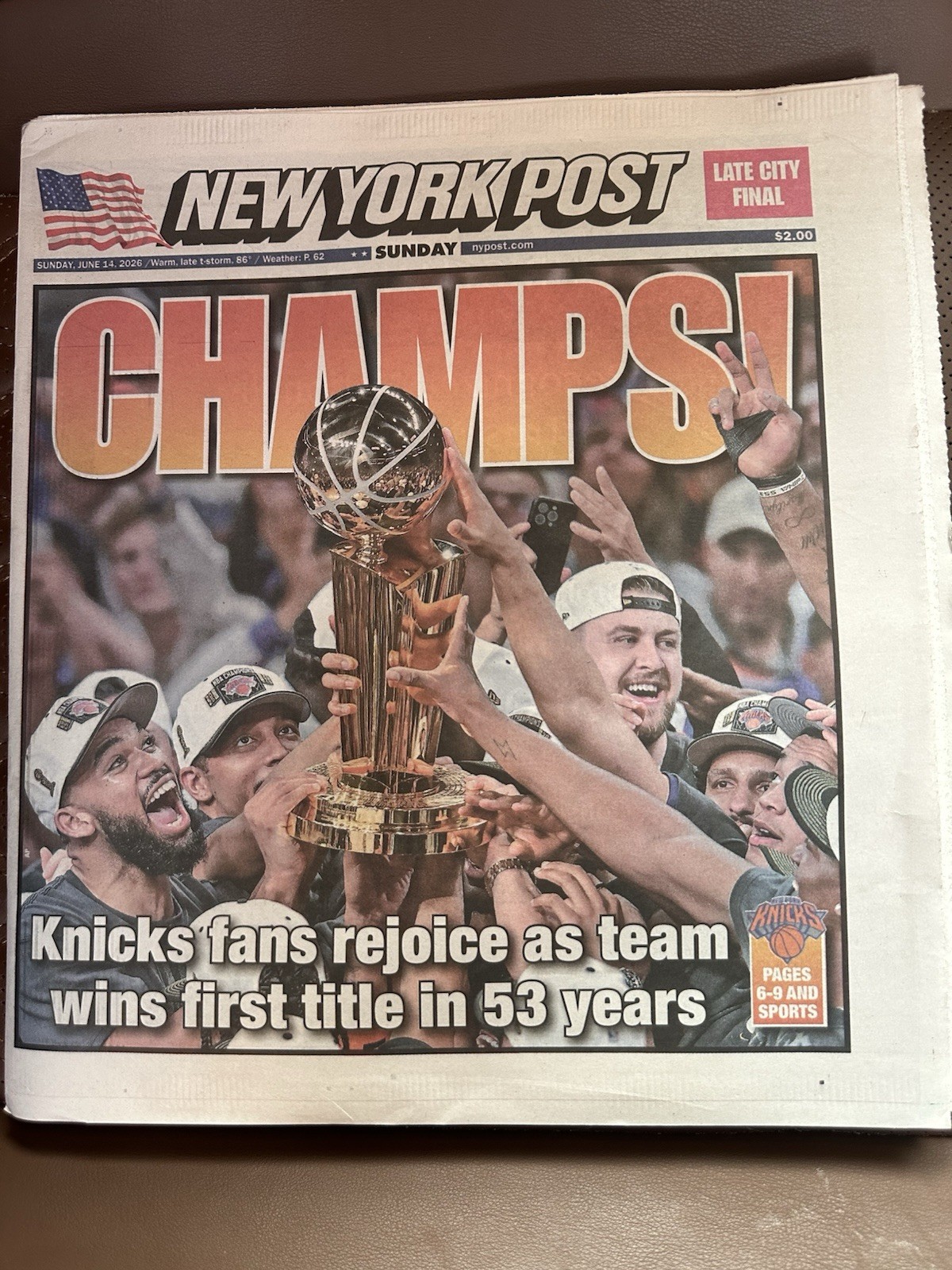 NEW YORK POST: WE’RE NUMBER BRON CHAMPS KNICKS WIN NBA CHAMPIONSHIP 06/14/26 NEW YORK POST: WE’RE NUMBER BRON CHAMPS KNICKS WIN NBA CHAMPIONSHIP 06/14/26
