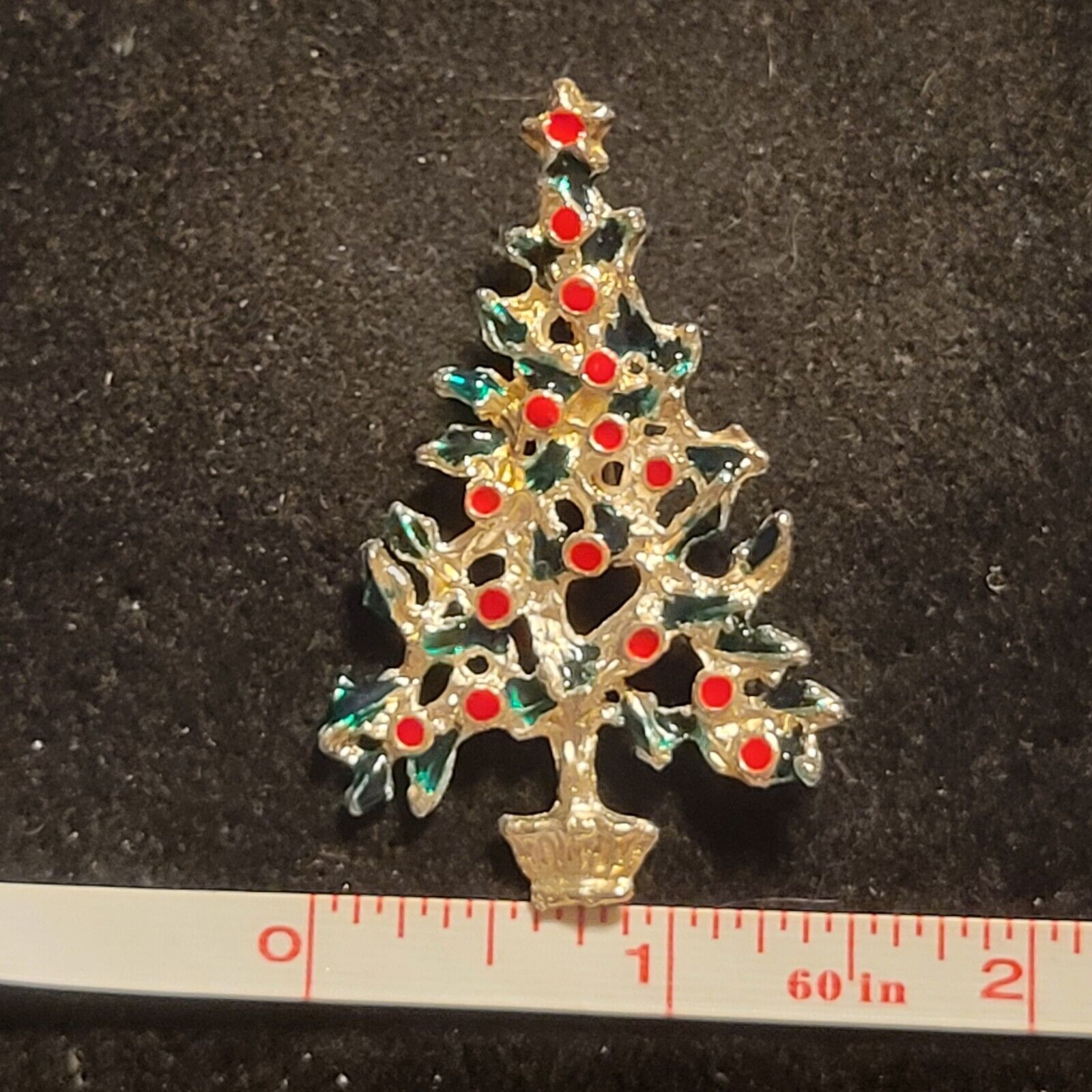 Metal Christmas Tree Red and Green Brooch pin lapel tie tack