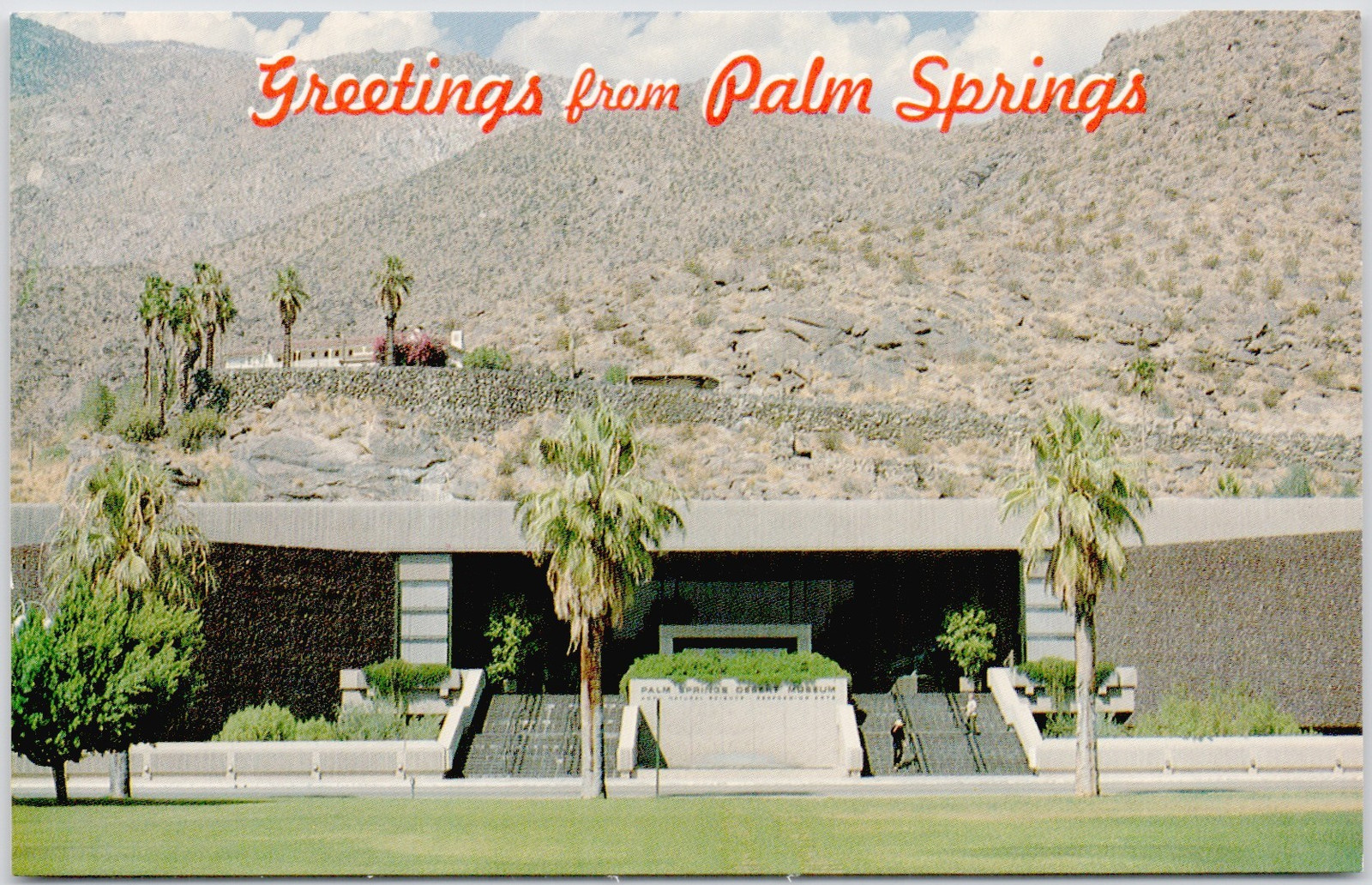 Greetings From Palm Springs CA Mountains Vintage Postcard P-262